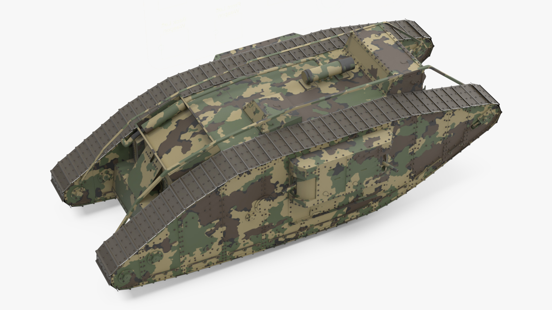 Tank MK 4 Female Camouflage Color Rigged for Maya 3D model