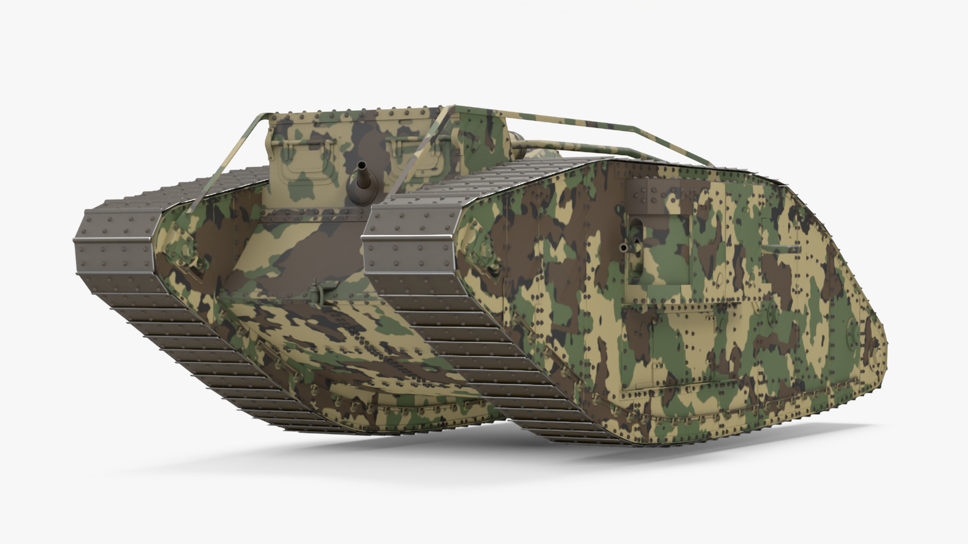 Tank MK 4 Female Camouflage Color Rigged for Maya 3D model