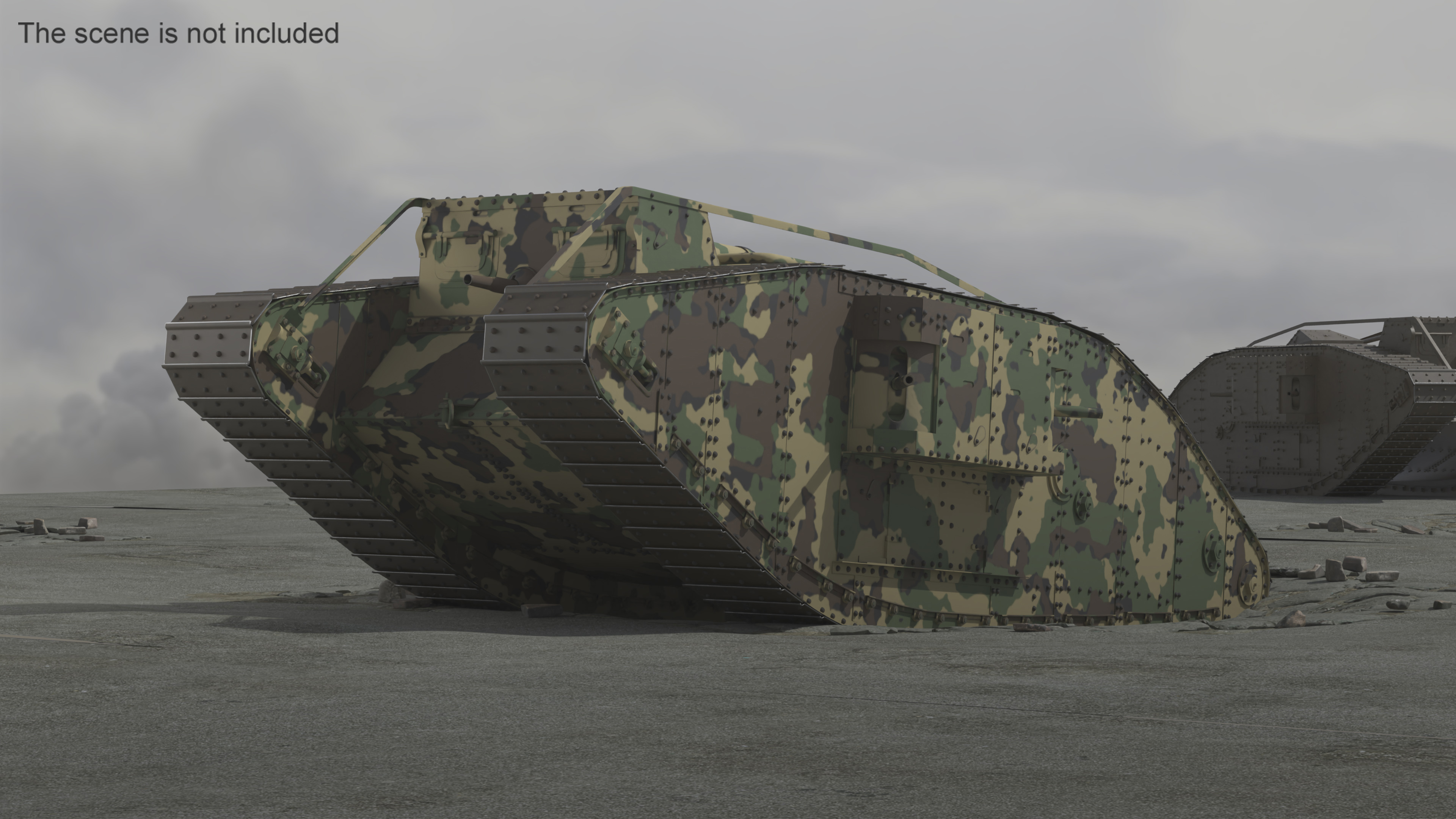 Tank MK 4 Female Camouflage Color Rigged for Maya 3D model