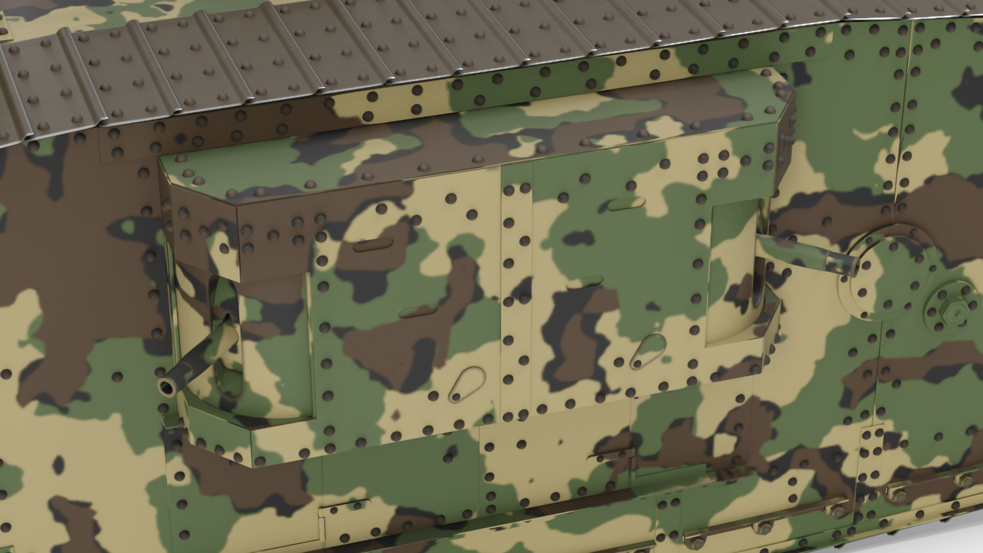 Tank MK 4 Female Camouflage Color Rigged for Maya 3D model