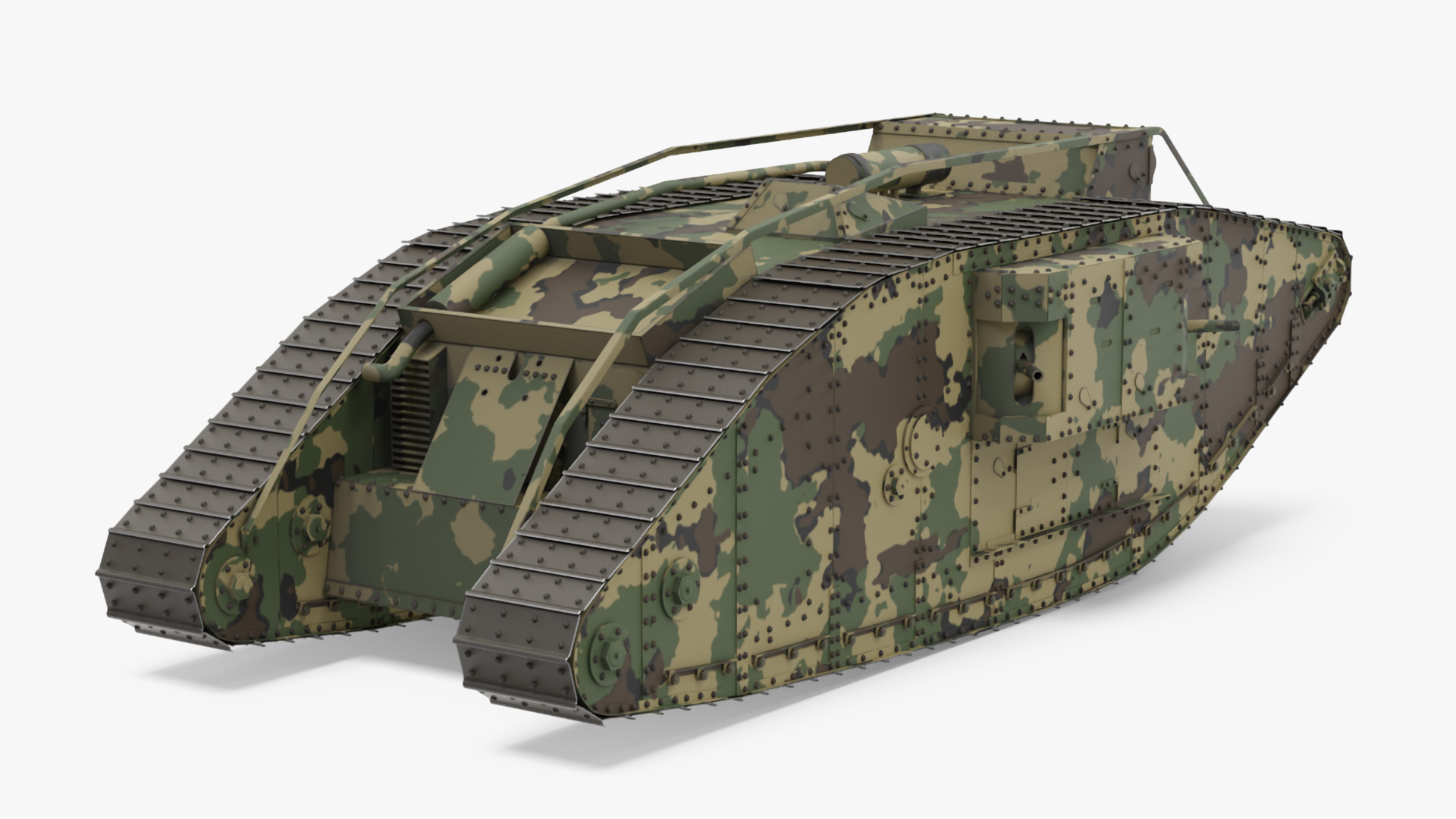 Tank MK 4 Female Camouflage Color Rigged for Maya 3D model