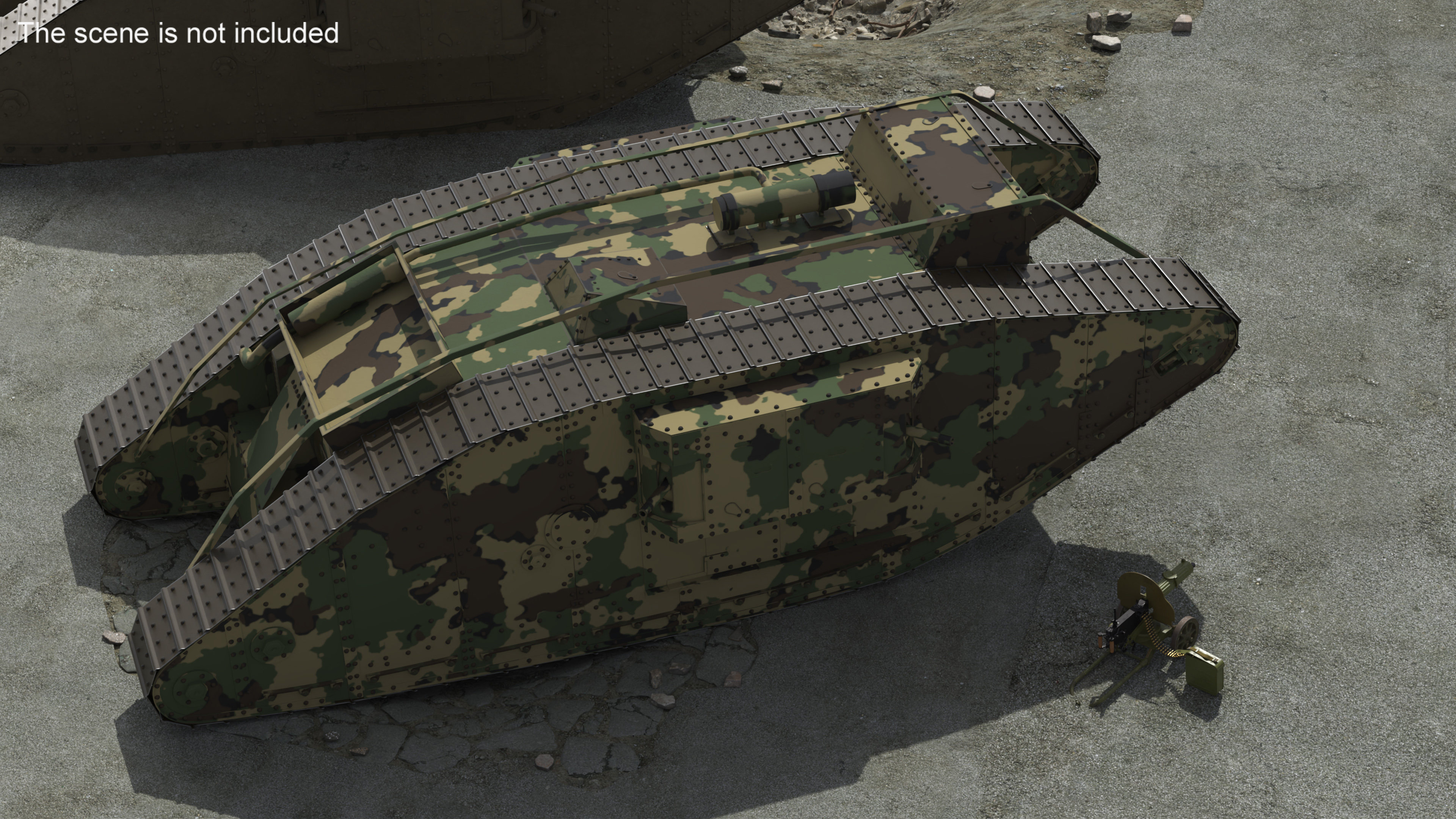 Tank MK 4 Female Camouflage Color Rigged for Maya 3D model