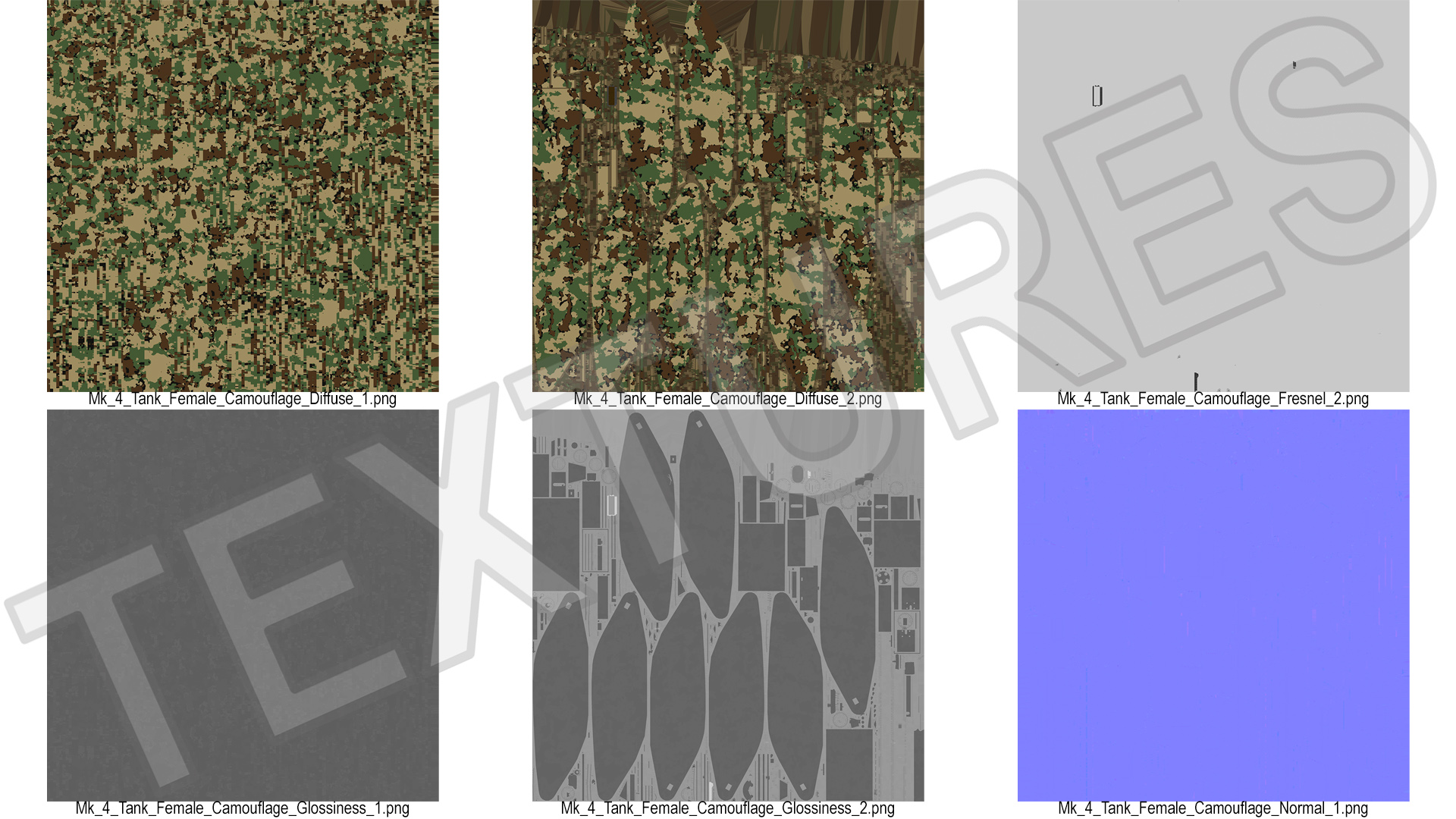 Tank MK 4 Female Camouflage Color Rigged for Maya 3D model