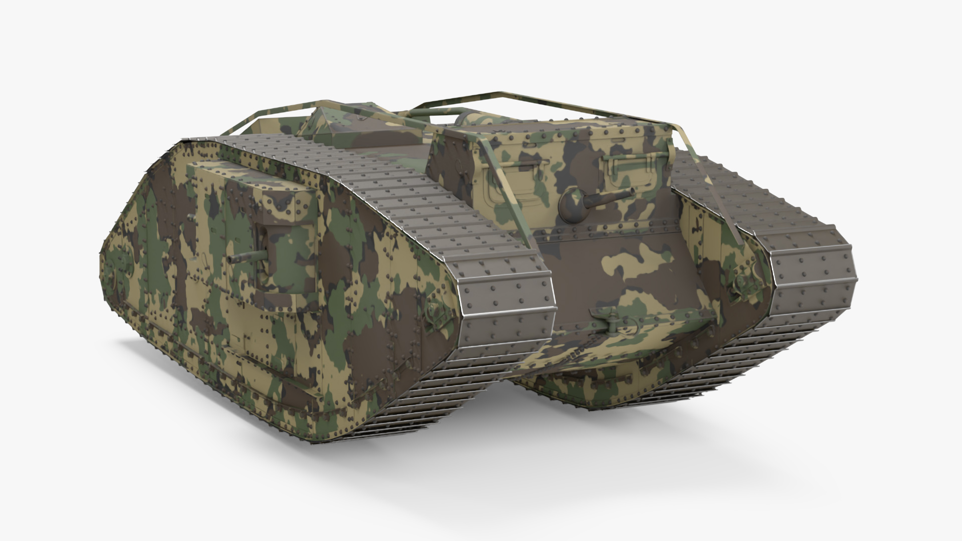 Tank MK 4 Female Camouflage Color Rigged for Maya 3D model