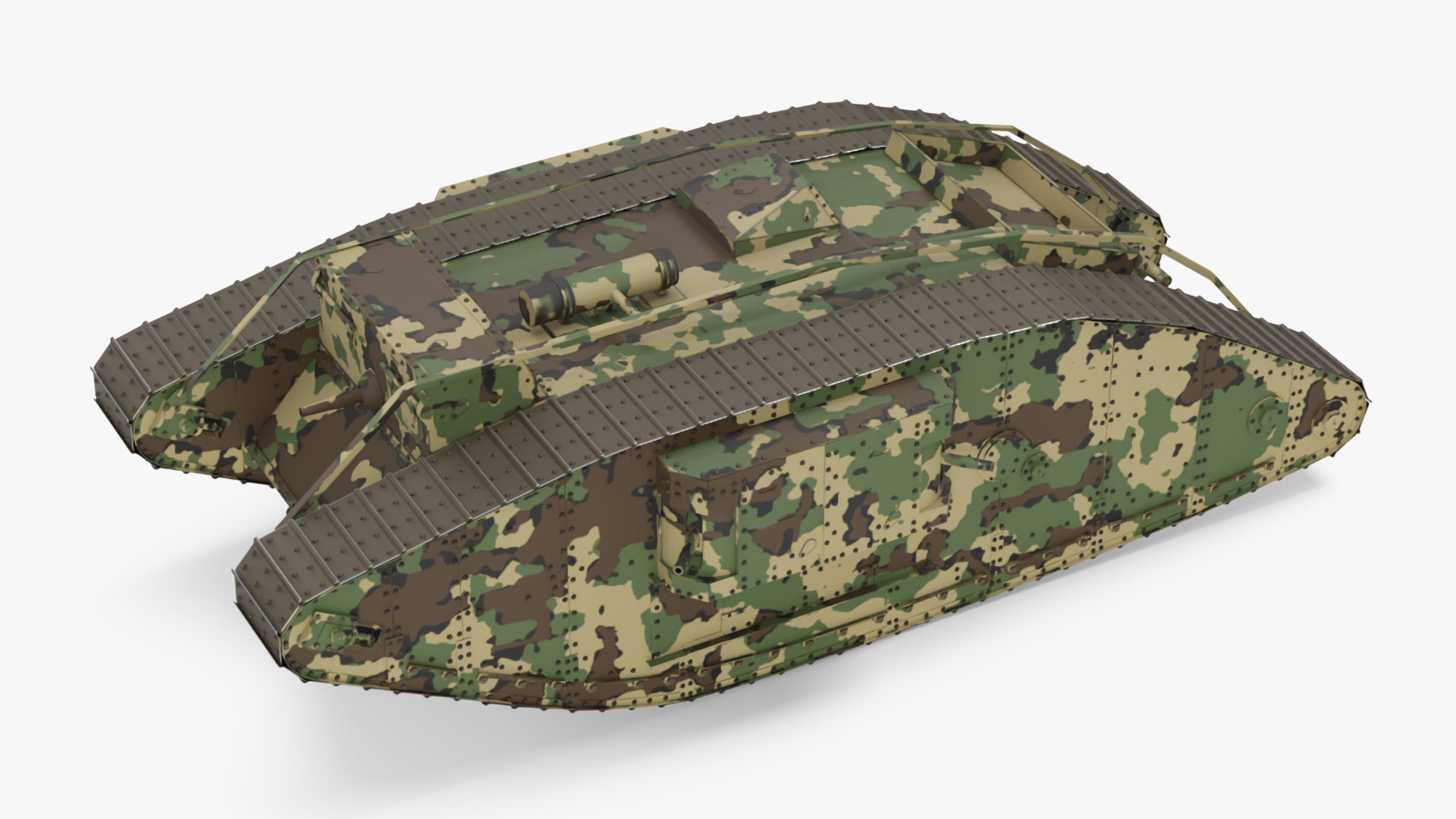 Tank MK 4 Female Camouflage Color Rigged for Maya 3D model