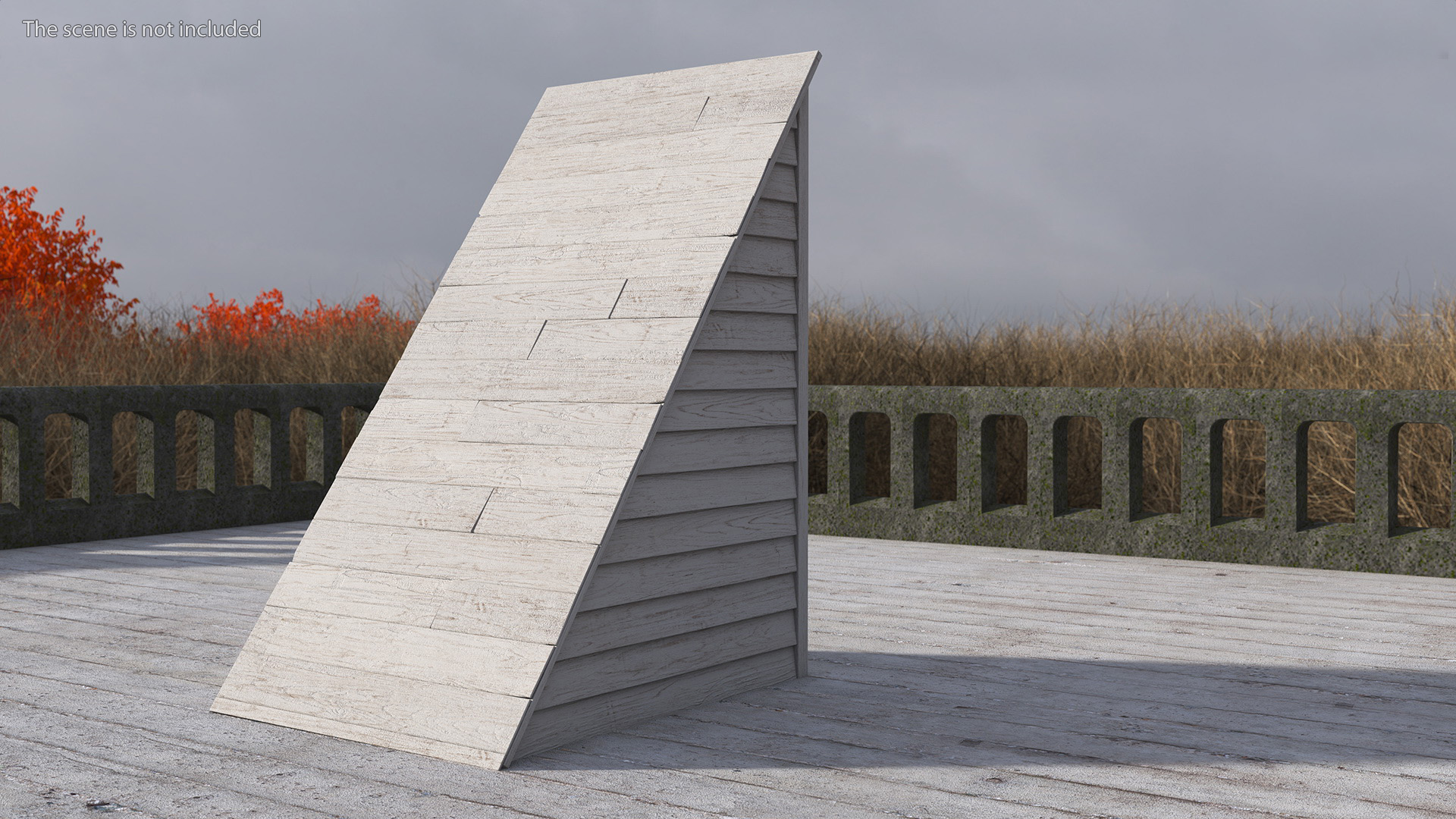 Vintage Wooden Rooftop Entrance White 3D