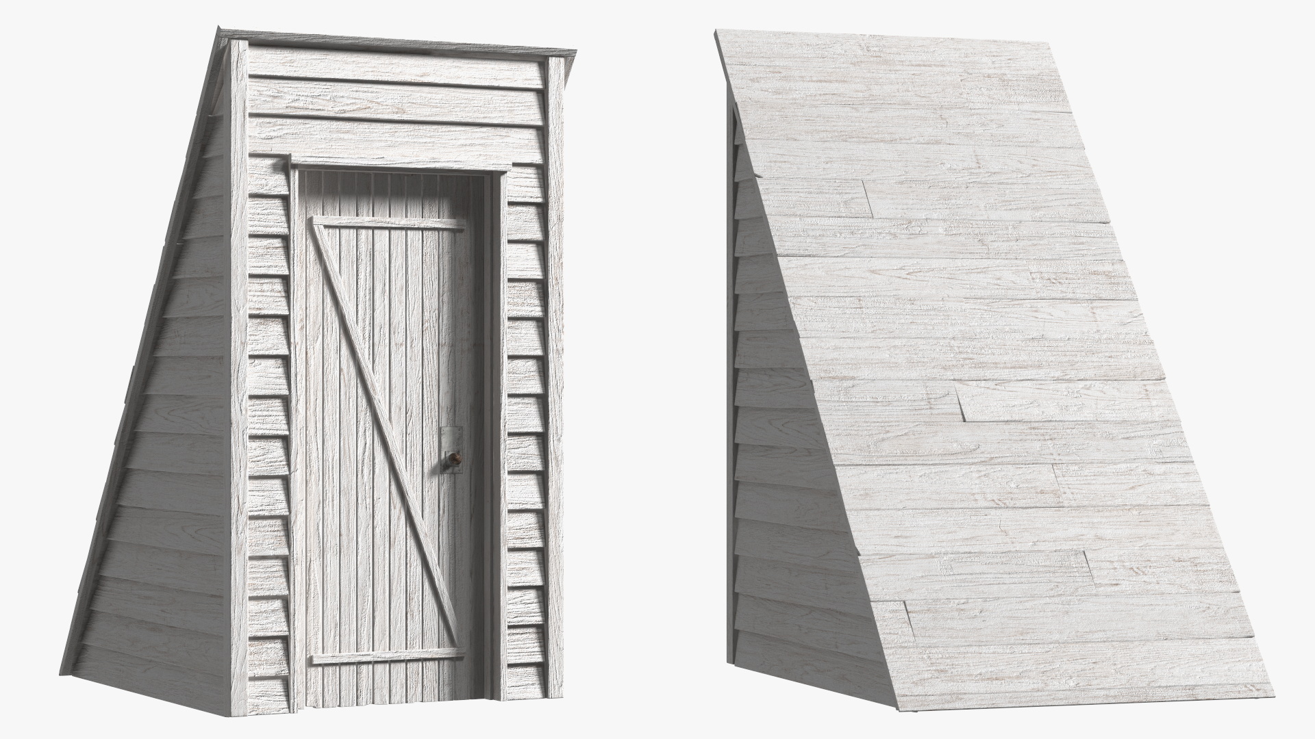 Vintage Wooden Rooftop Entrance White 3D