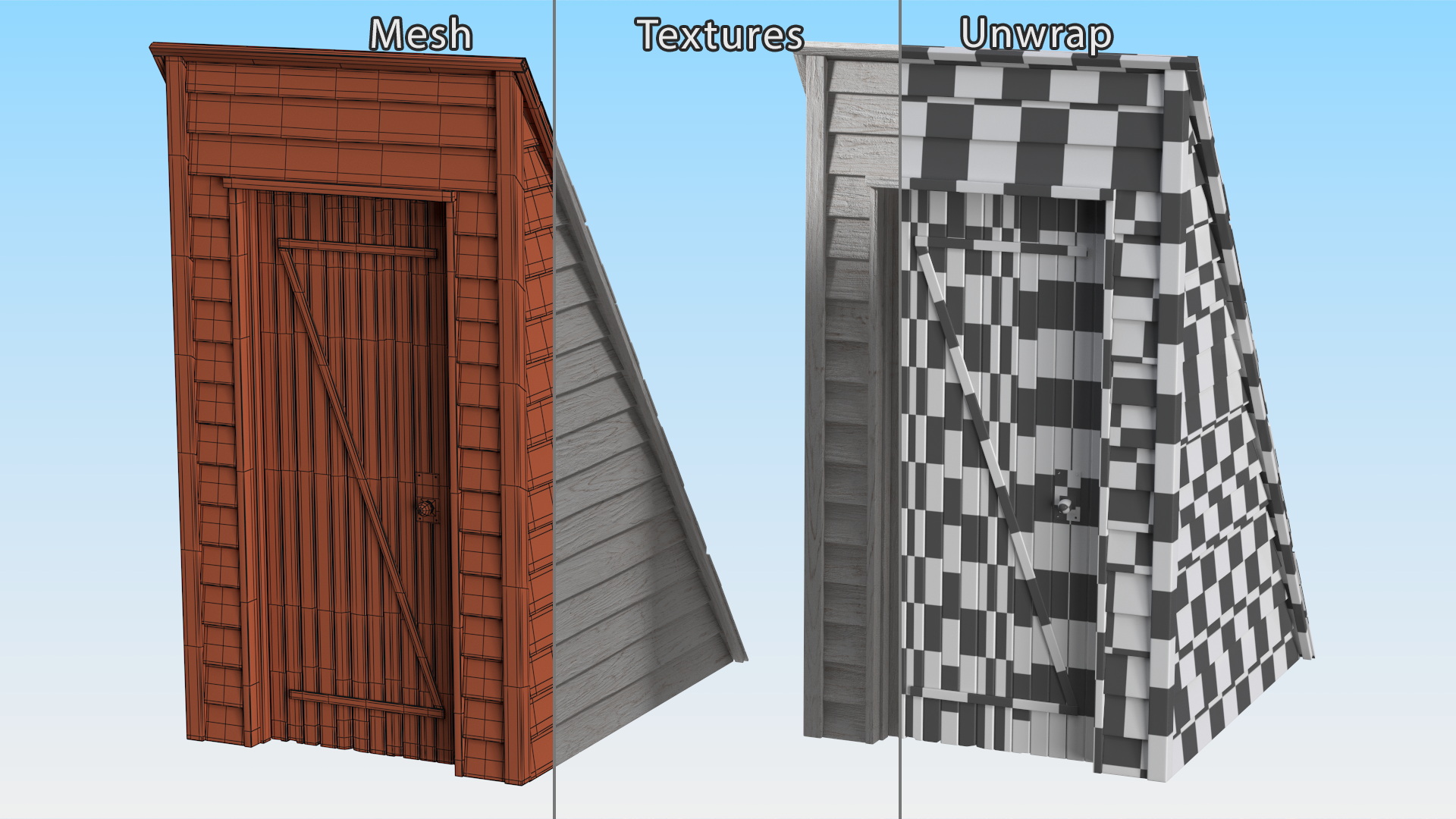Vintage Wooden Rooftop Entrance White 3D