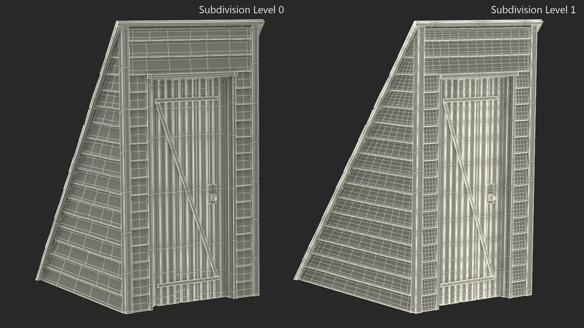 Vintage Wooden Rooftop Entrance White 3D
