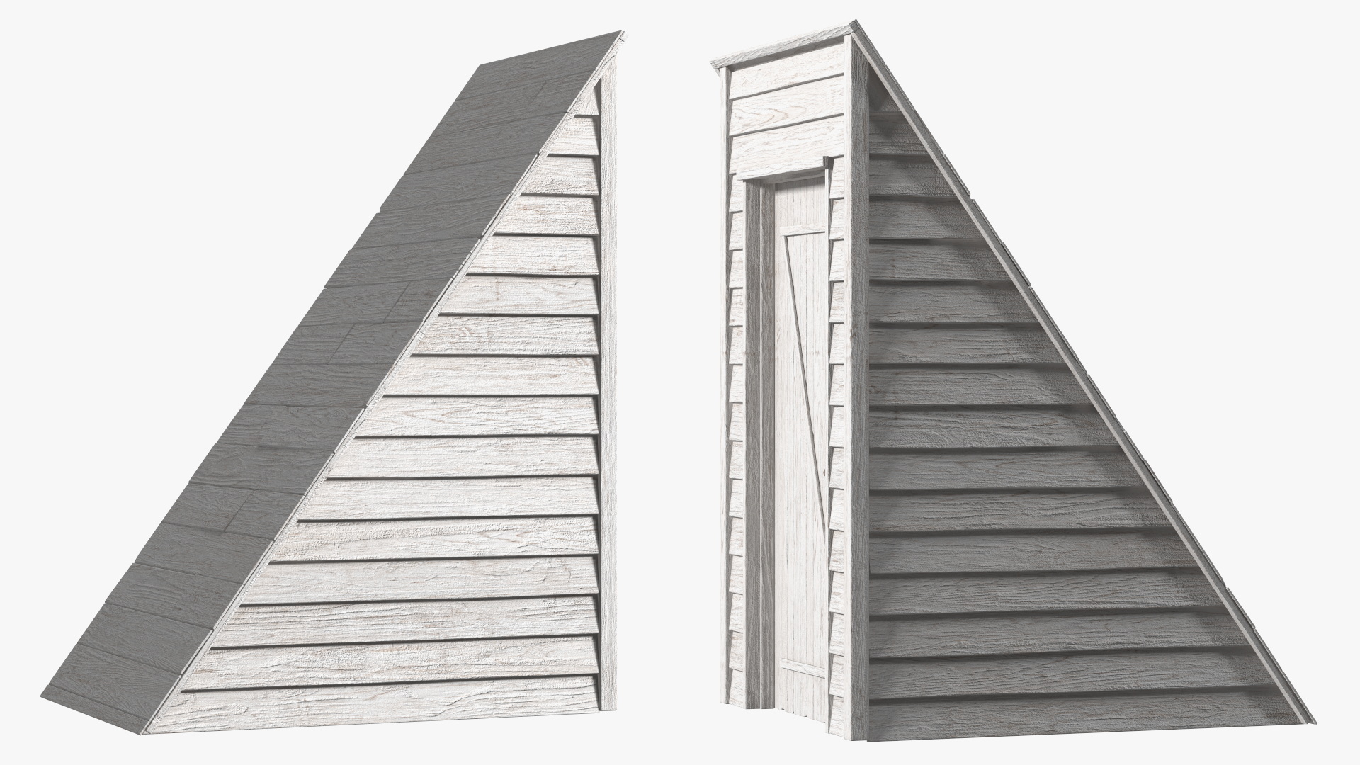 Vintage Wooden Rooftop Entrance White 3D