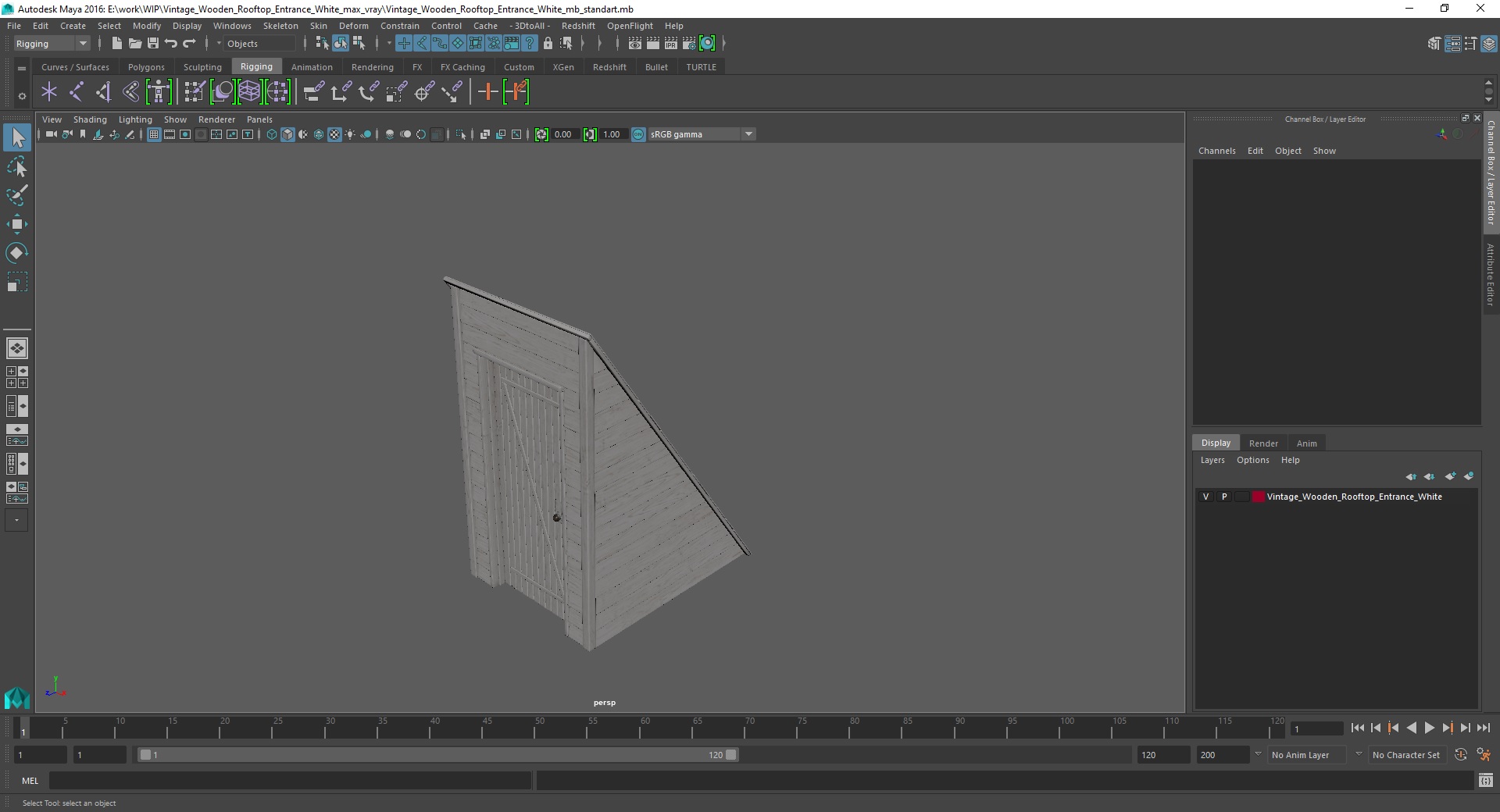 Vintage Wooden Rooftop Entrance White 3D