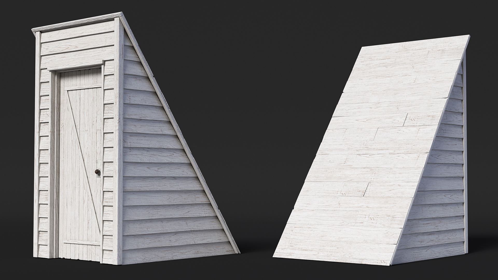 Vintage Wooden Rooftop Entrance White 3D
