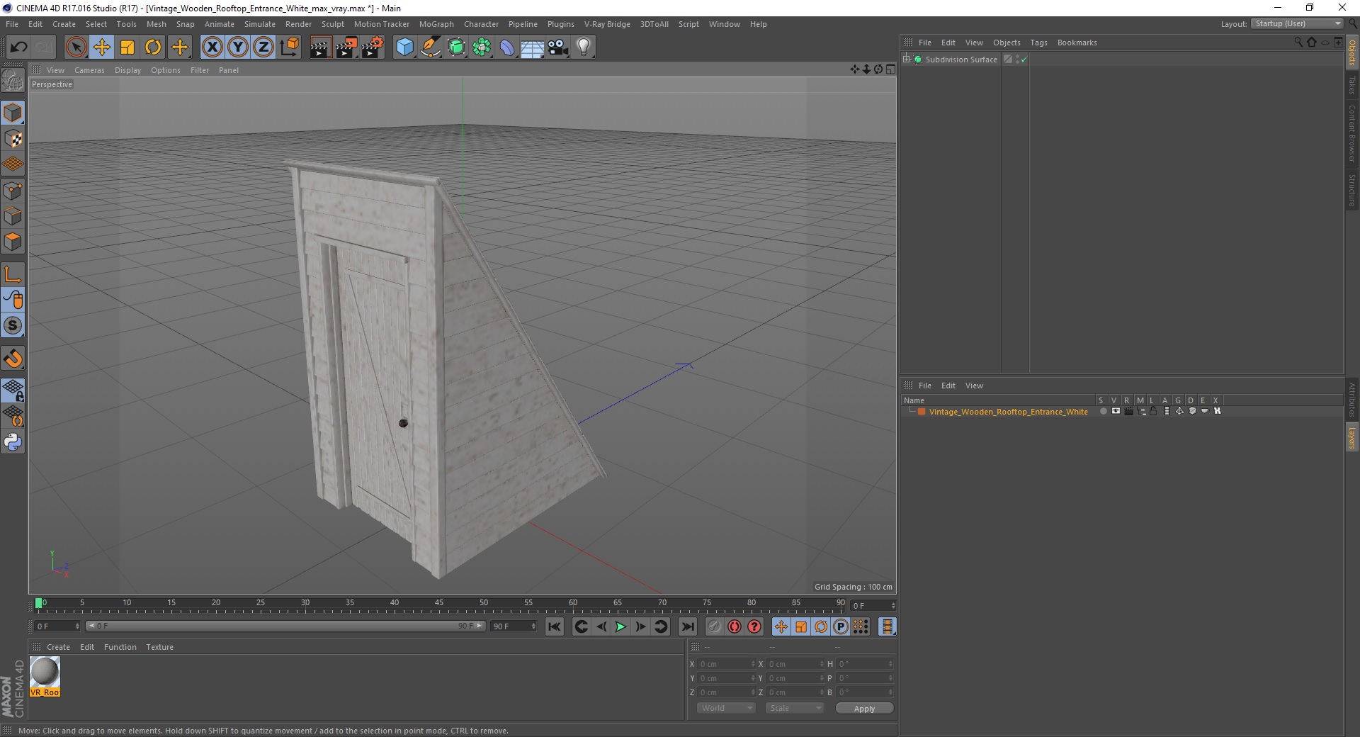 Vintage Wooden Rooftop Entrance White 3D