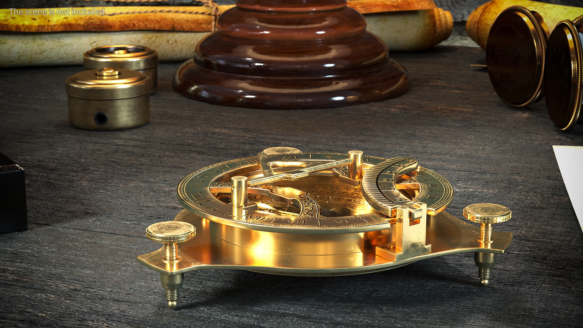 3D model Folded Vintage Compass with Sundial