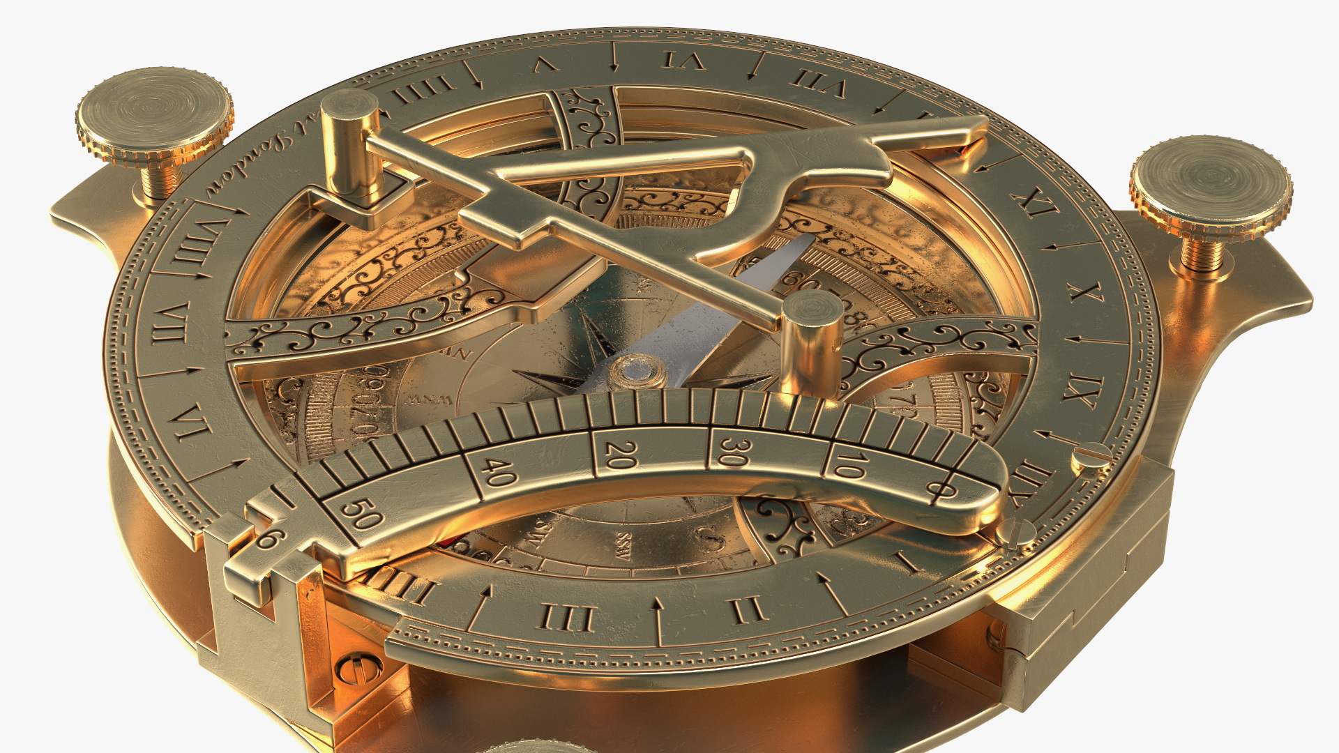 3D model Folded Vintage Compass with Sundial