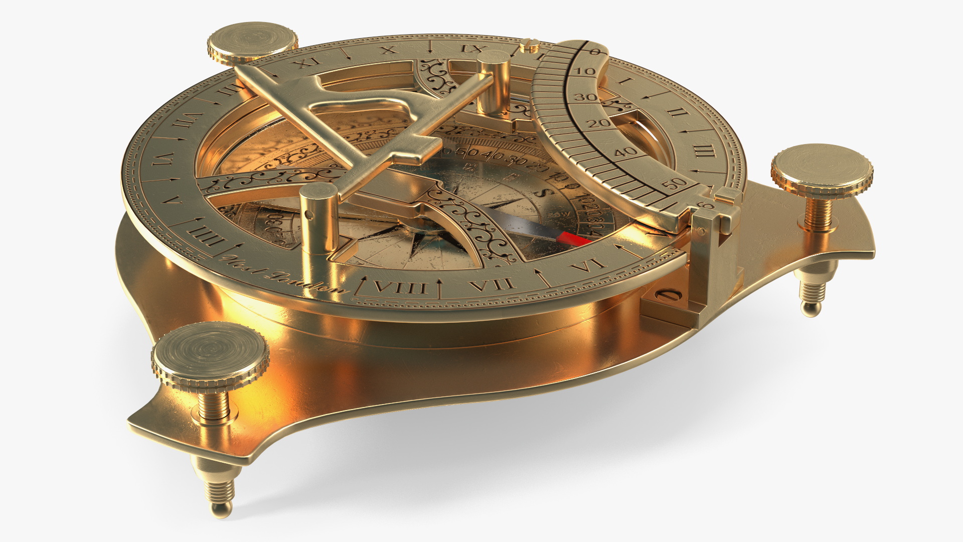 3D model Folded Vintage Compass with Sundial