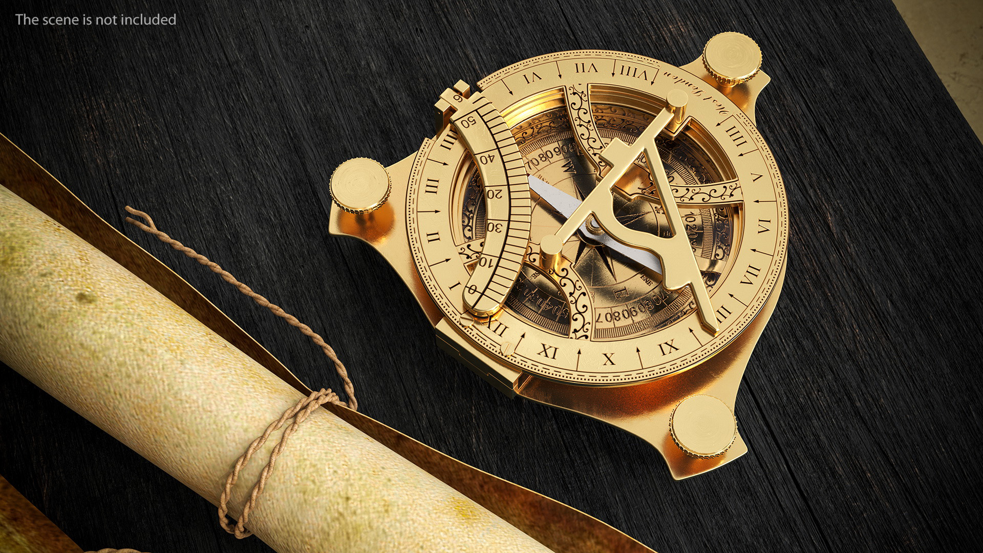 3D model Folded Vintage Compass with Sundial