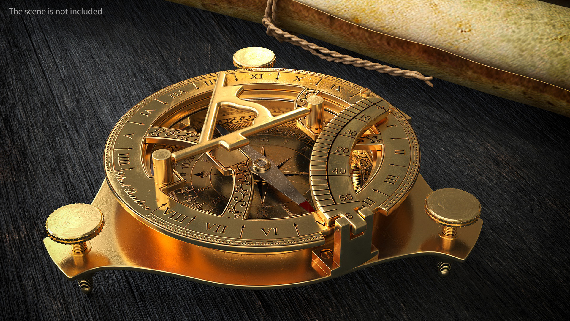 3D model Folded Vintage Compass with Sundial