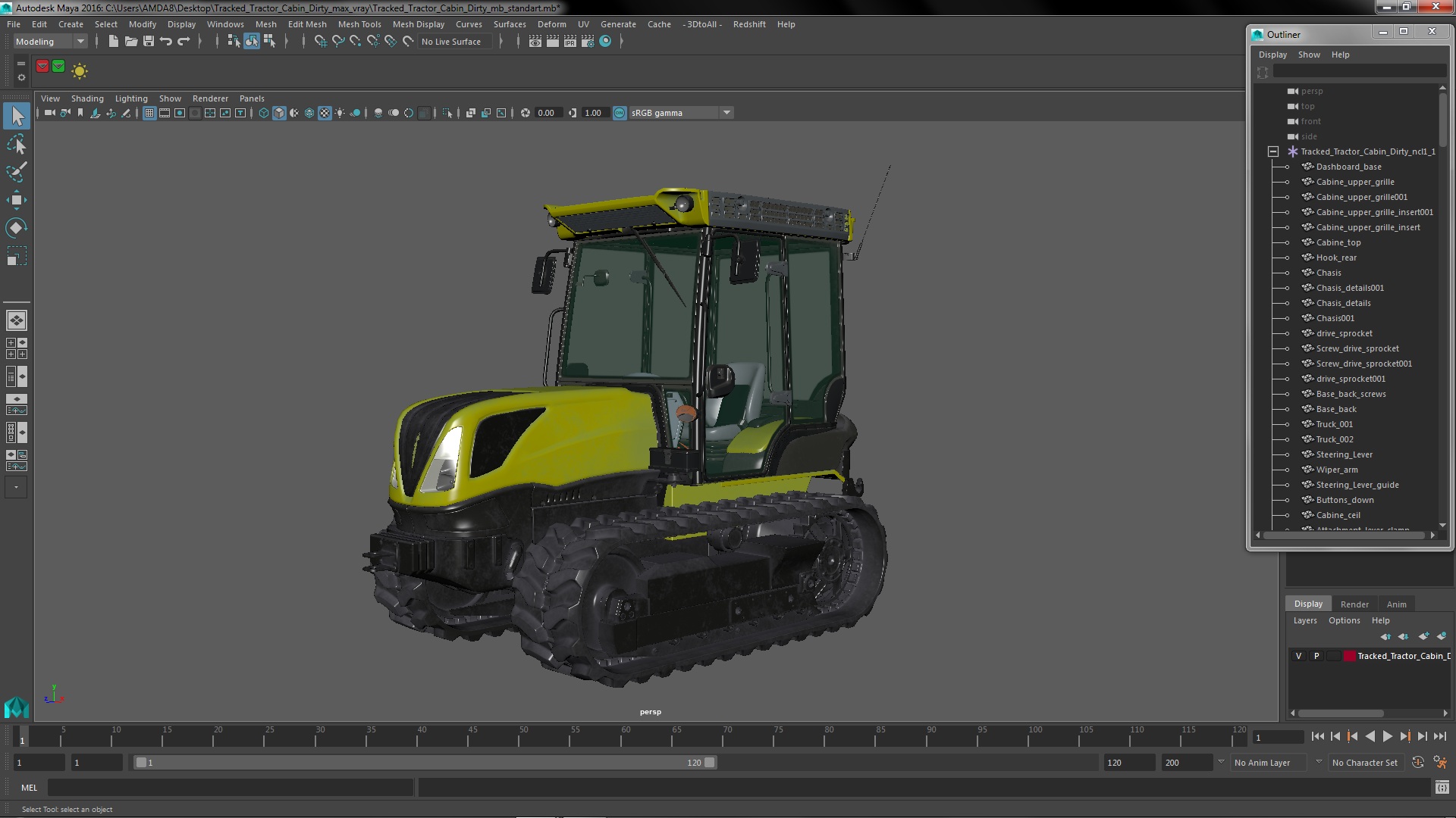 Tracked Tractor Cabin Dirty 3D