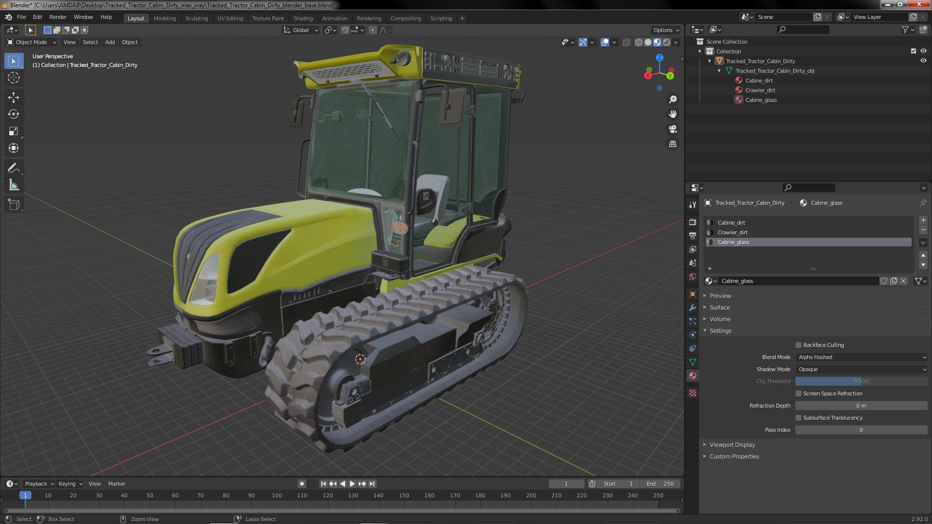 Tracked Tractor Cabin Dirty 3D