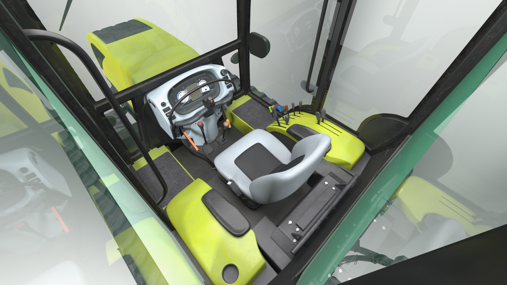 Tracked Tractor Cabin Dirty 3D