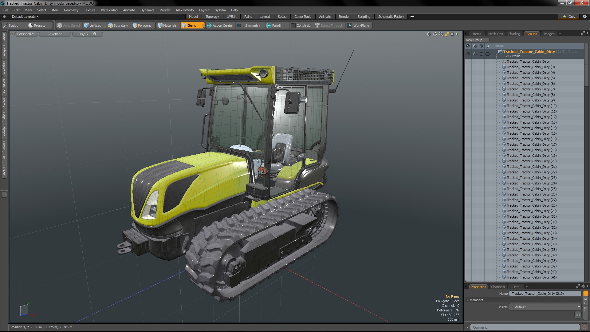 Tracked Tractor Cabin Dirty 3D