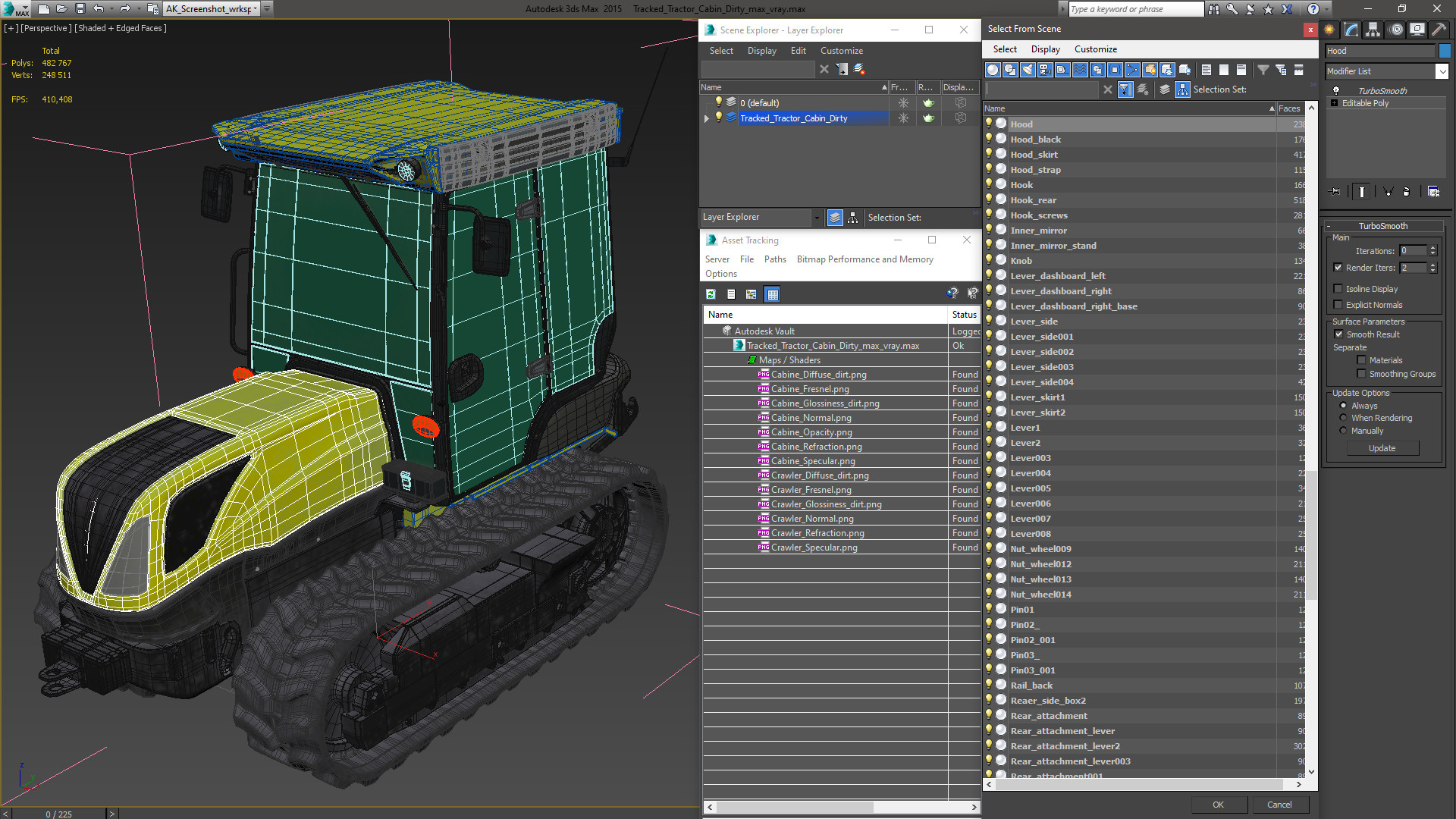 Tracked Tractor Cabin Dirty 3D