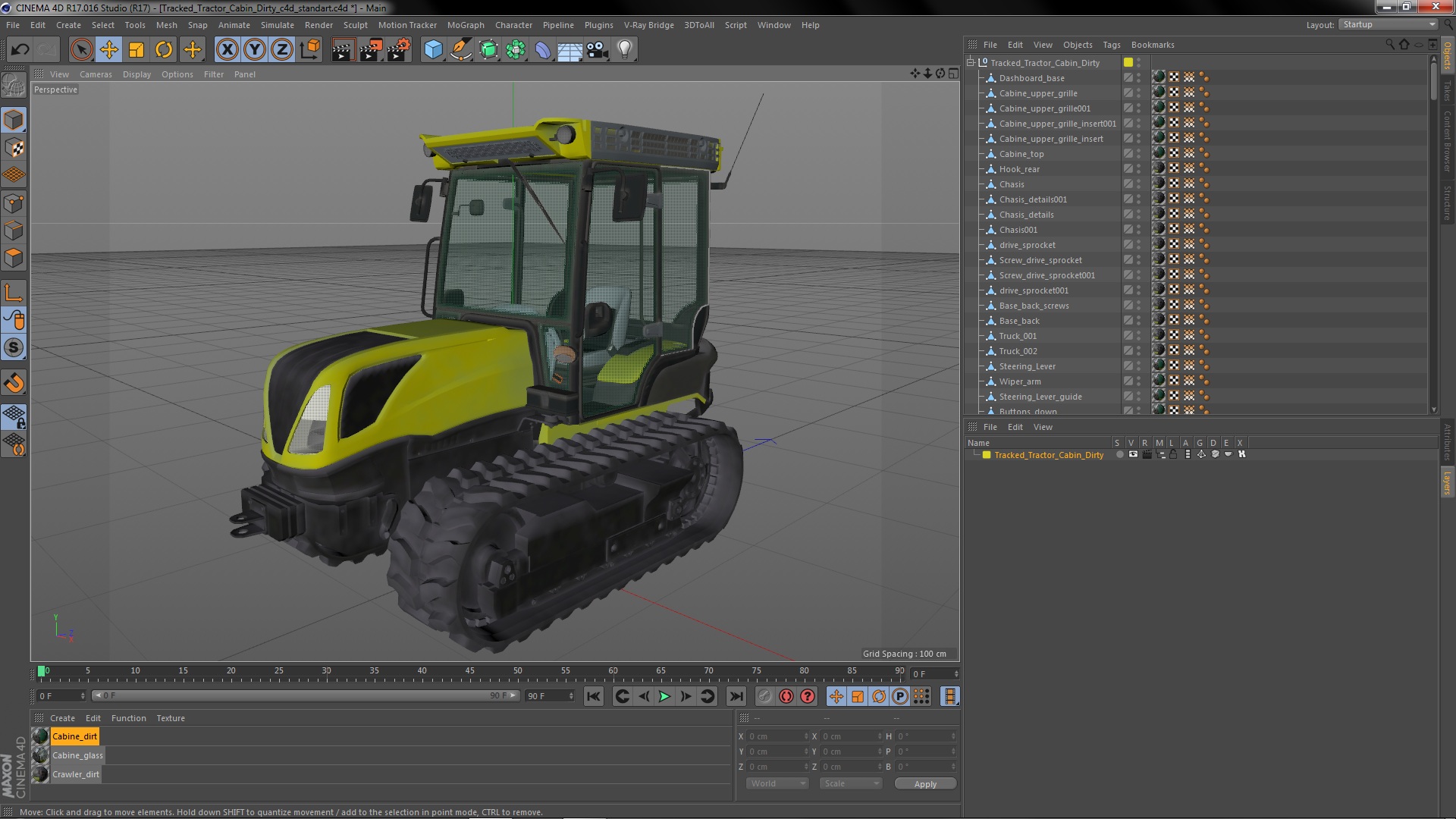 Tracked Tractor Cabin Dirty 3D