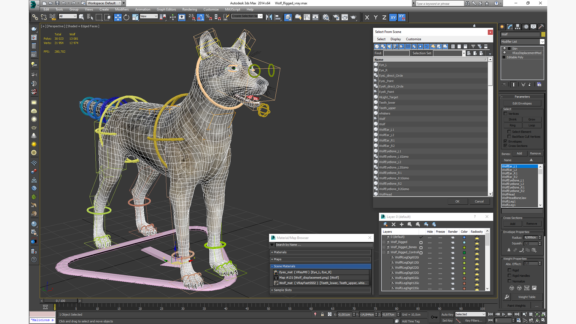 3D model Wolf Rigged for Cinema 4D