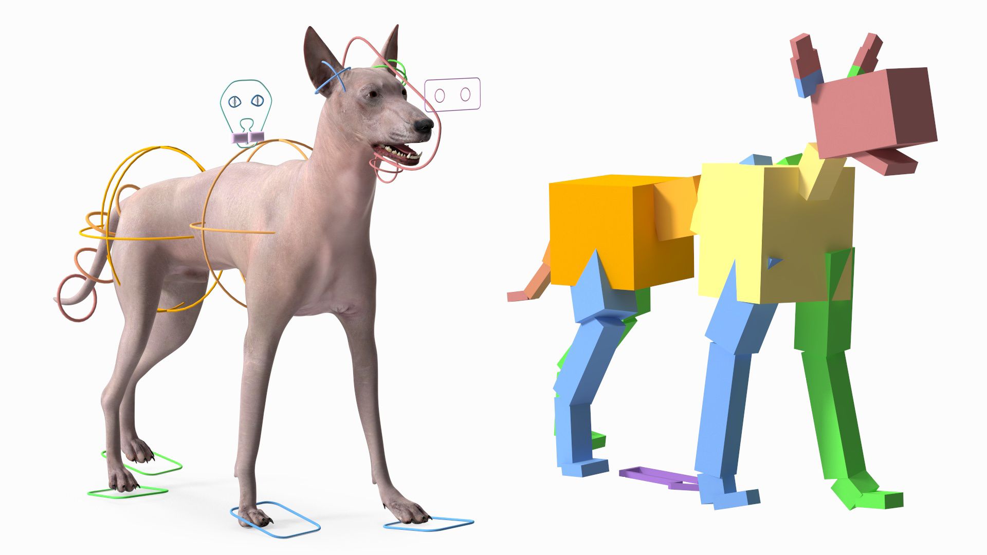 3D Xolo Hairless Mexican Dog Fawn Rigged for Maya