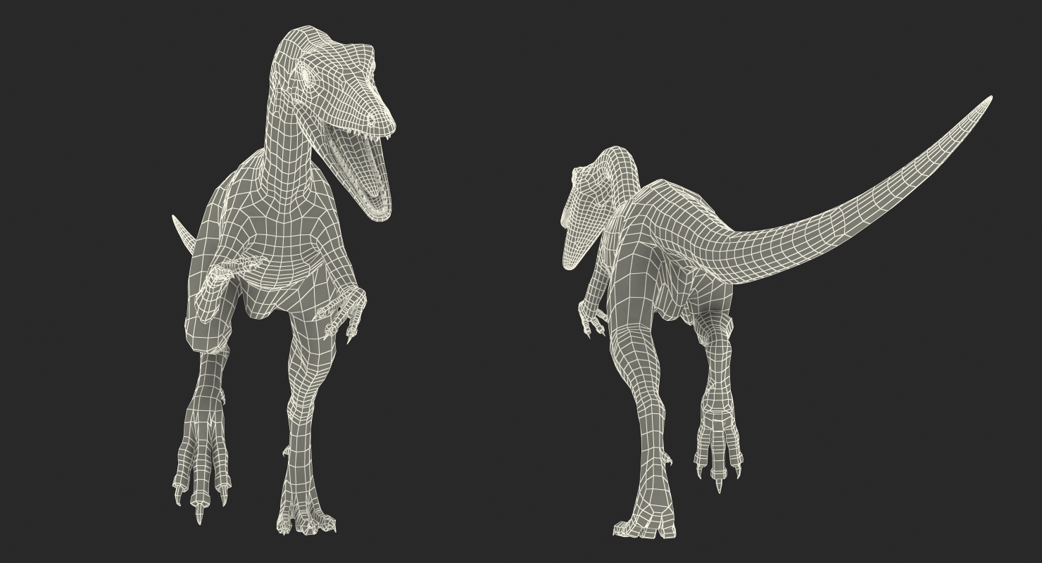 3D Compsognathus Dinosaur Run Pose