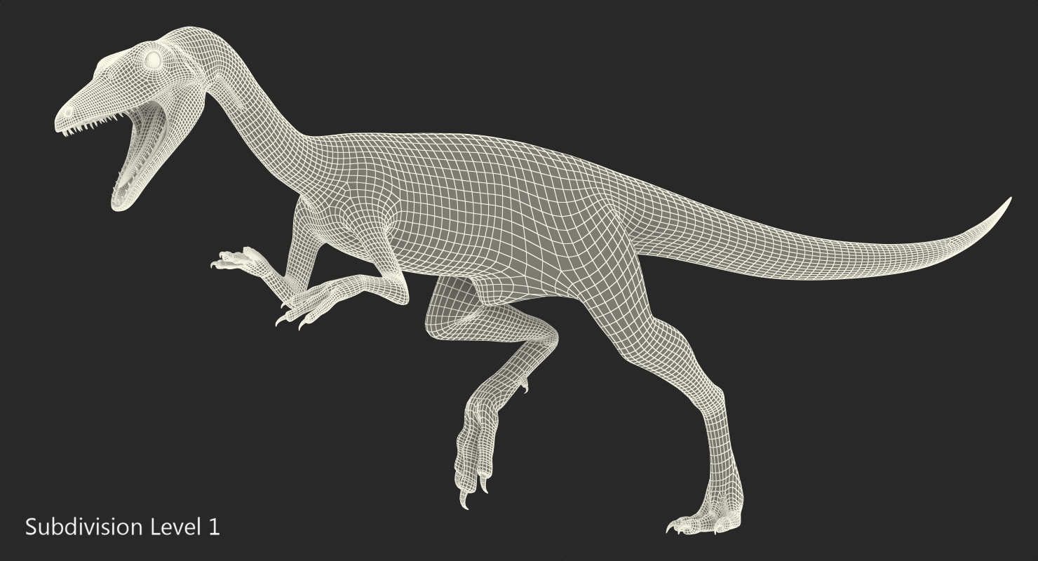 3D Compsognathus Dinosaur Run Pose
