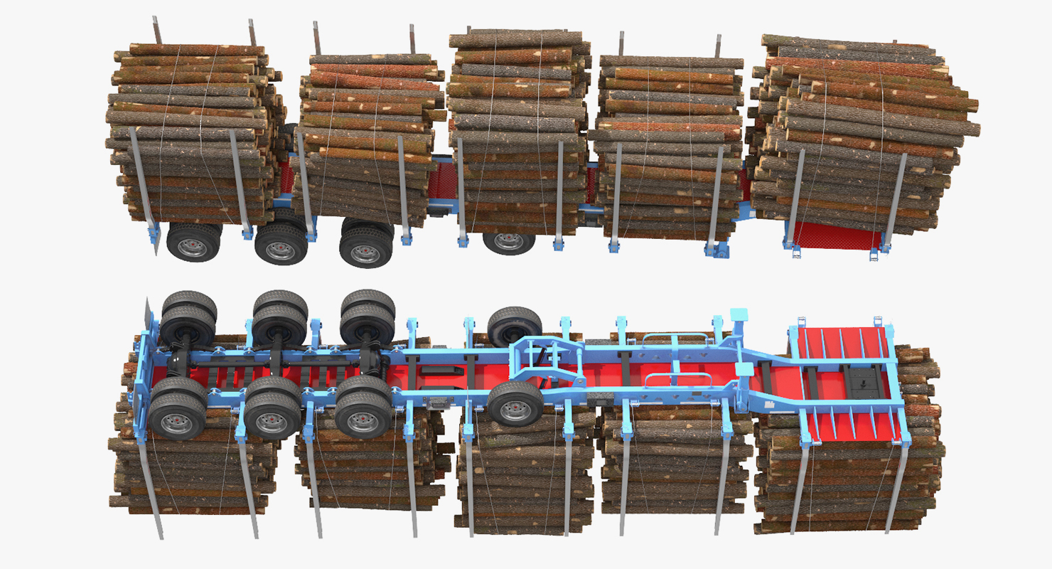 3D Logging Trailer with Small Logs