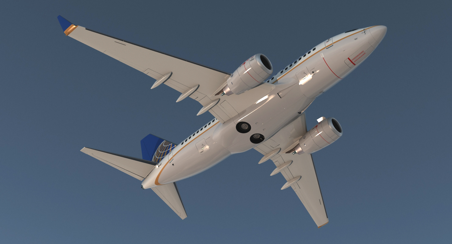 3D Boeing 737 600 with Interior United Airlines Rigged