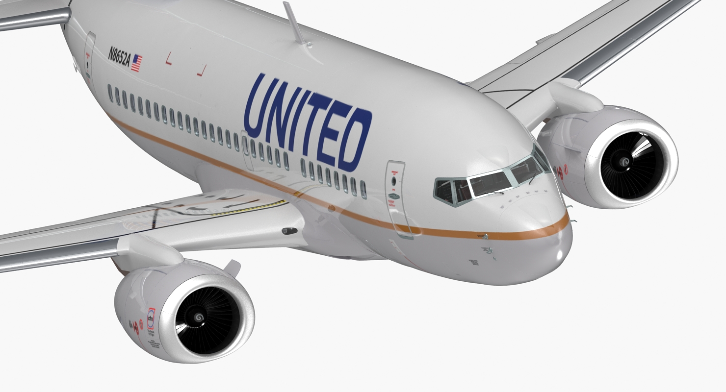 3D Boeing 737 600 with Interior United Airlines Rigged