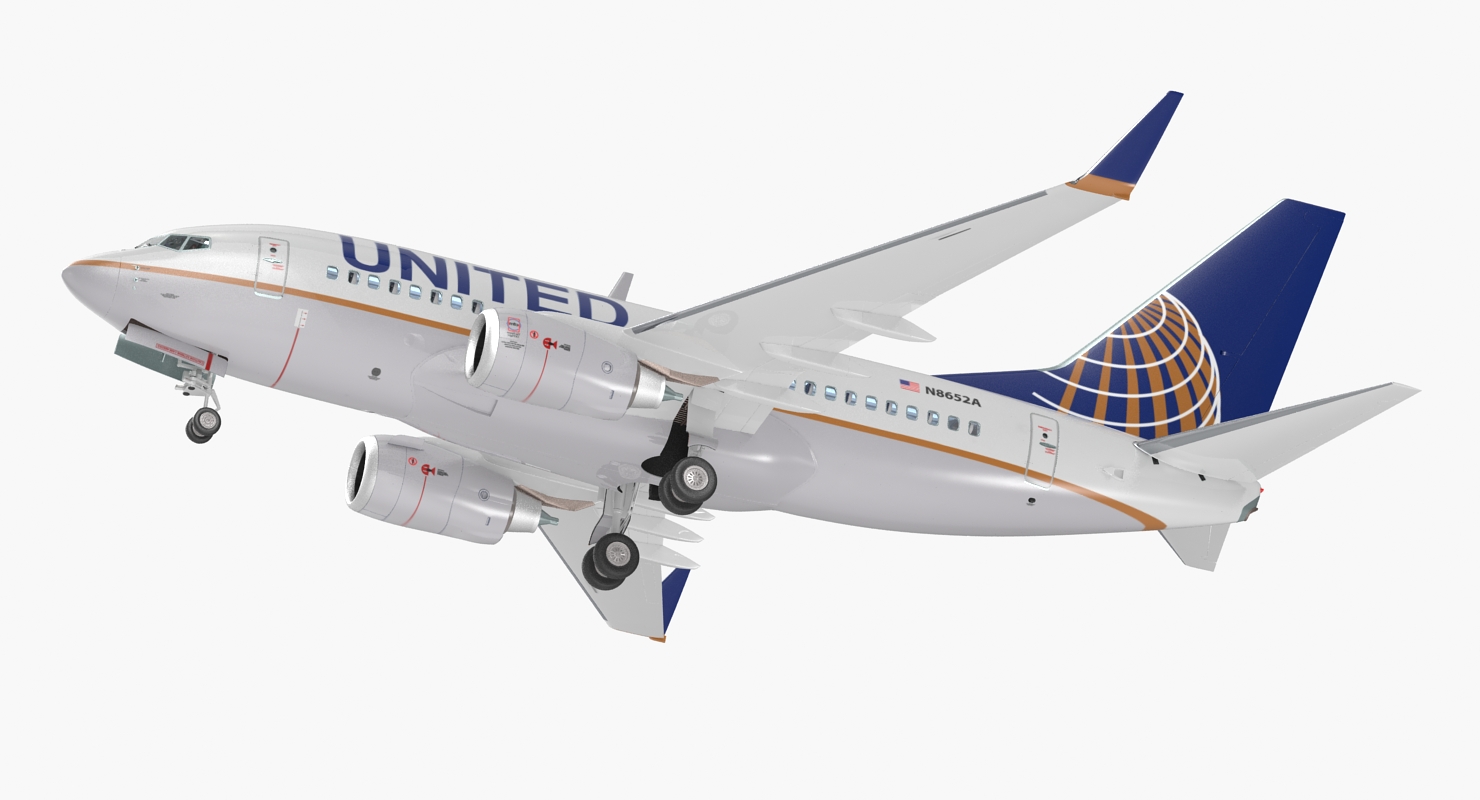 3D Boeing 737 600 with Interior United Airlines Rigged