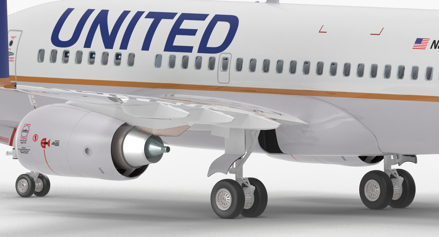 3D Boeing 737 600 with Interior United Airlines Rigged