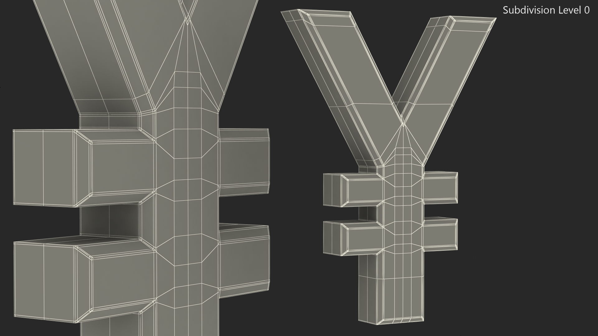 3D Japanese Yen Currency Symbol Gold model