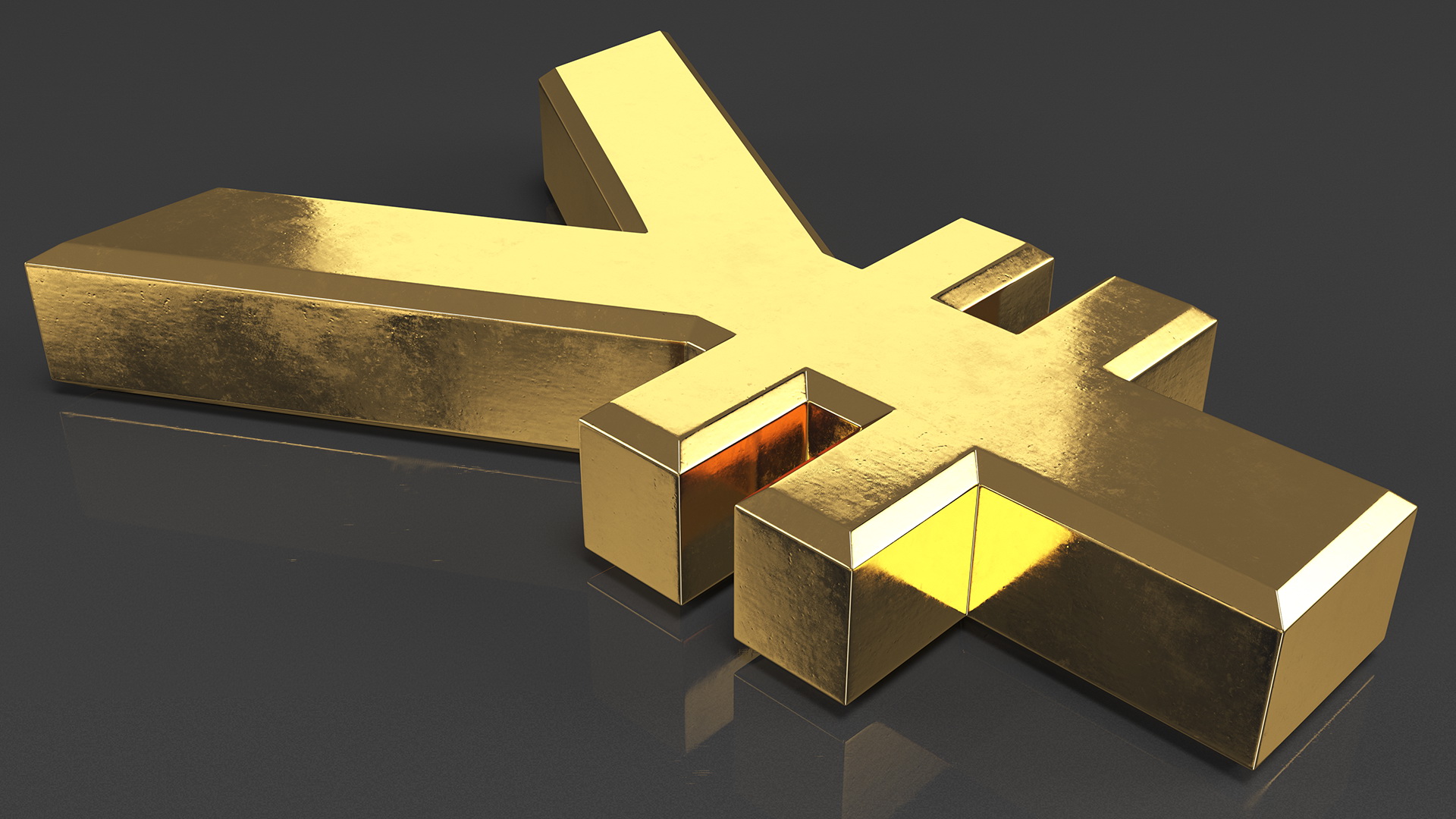 3D Japanese Yen Currency Symbol Gold model