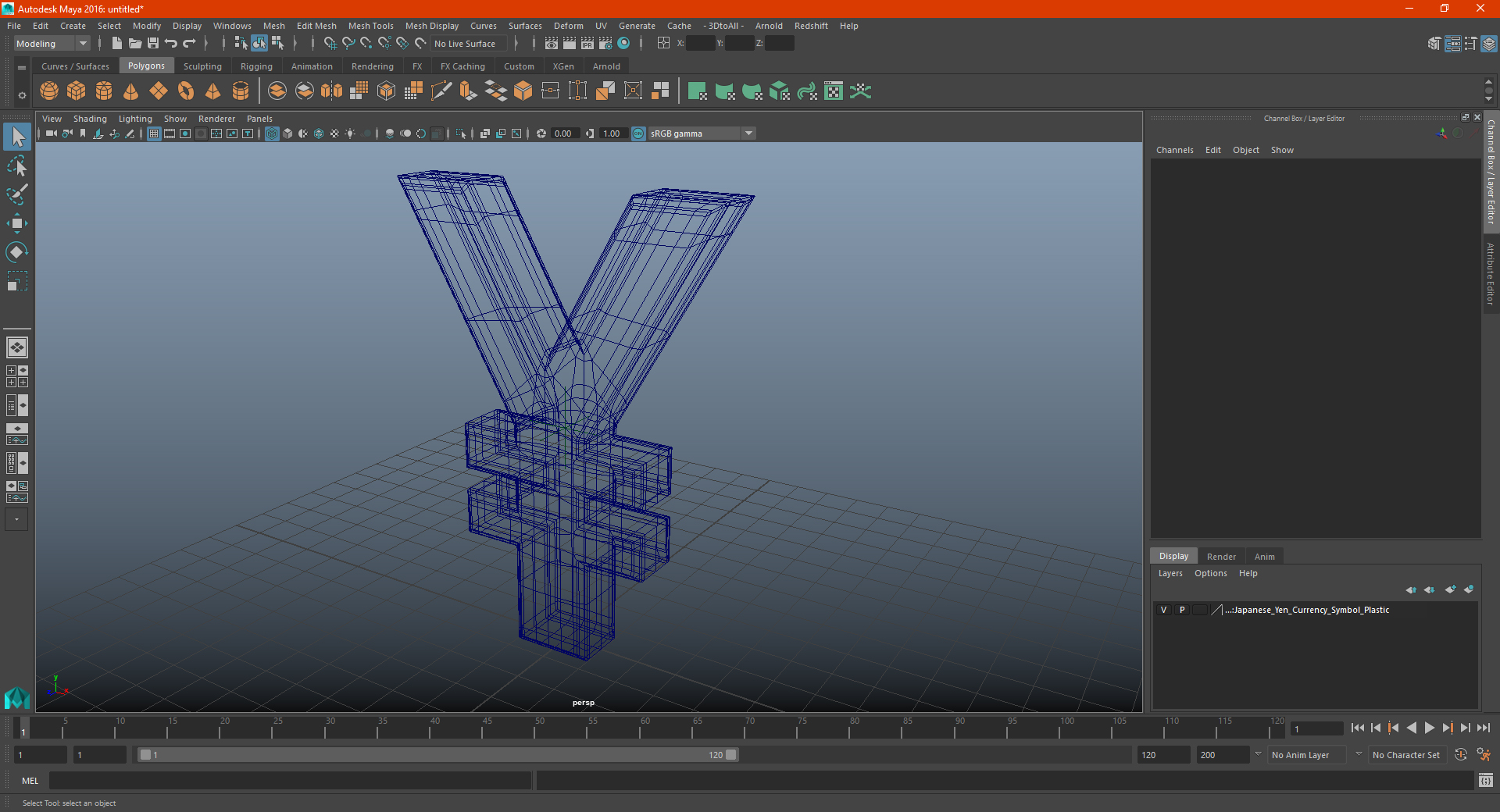 3D Japanese Yen Currency Symbol Gold model