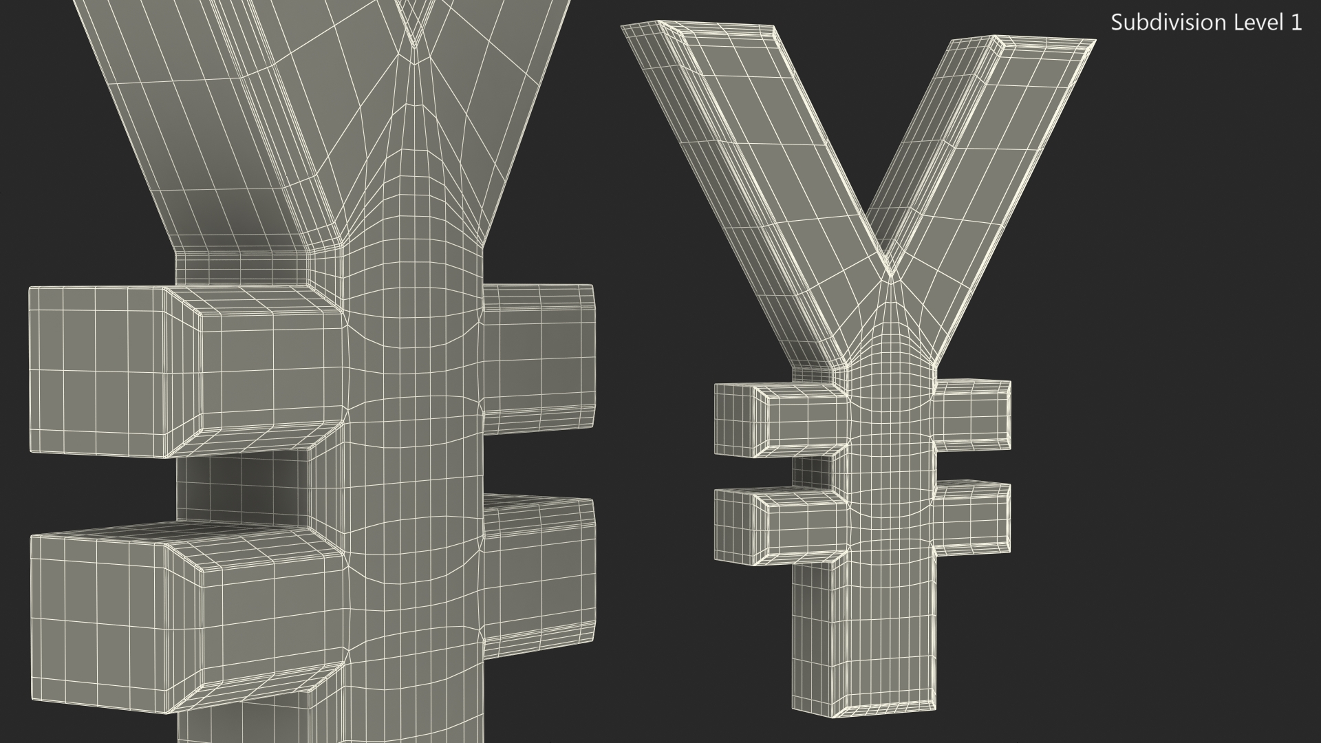 3D Japanese Yen Currency Symbol Gold model