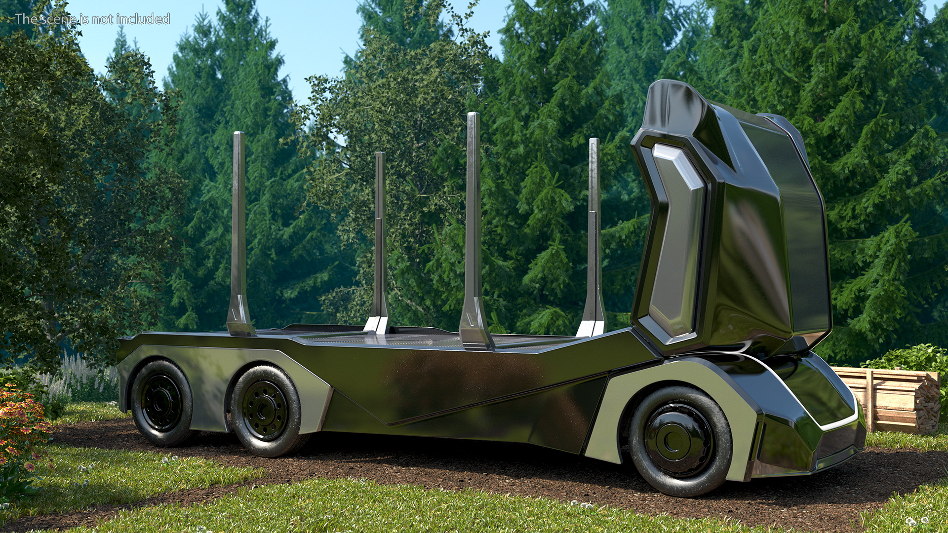 3D model Autonomous Electric Logging Truck Rigged