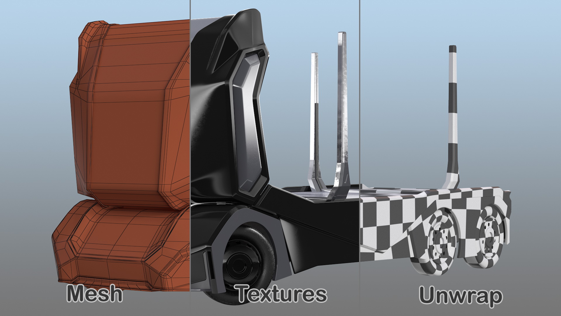 3D model Autonomous Electric Logging Truck Rigged
