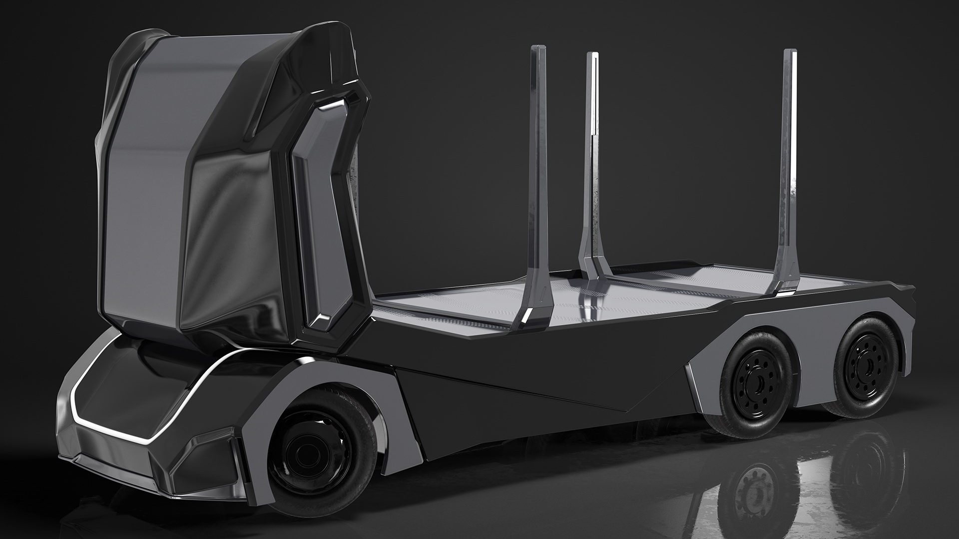 3D model Autonomous Electric Logging Truck Rigged