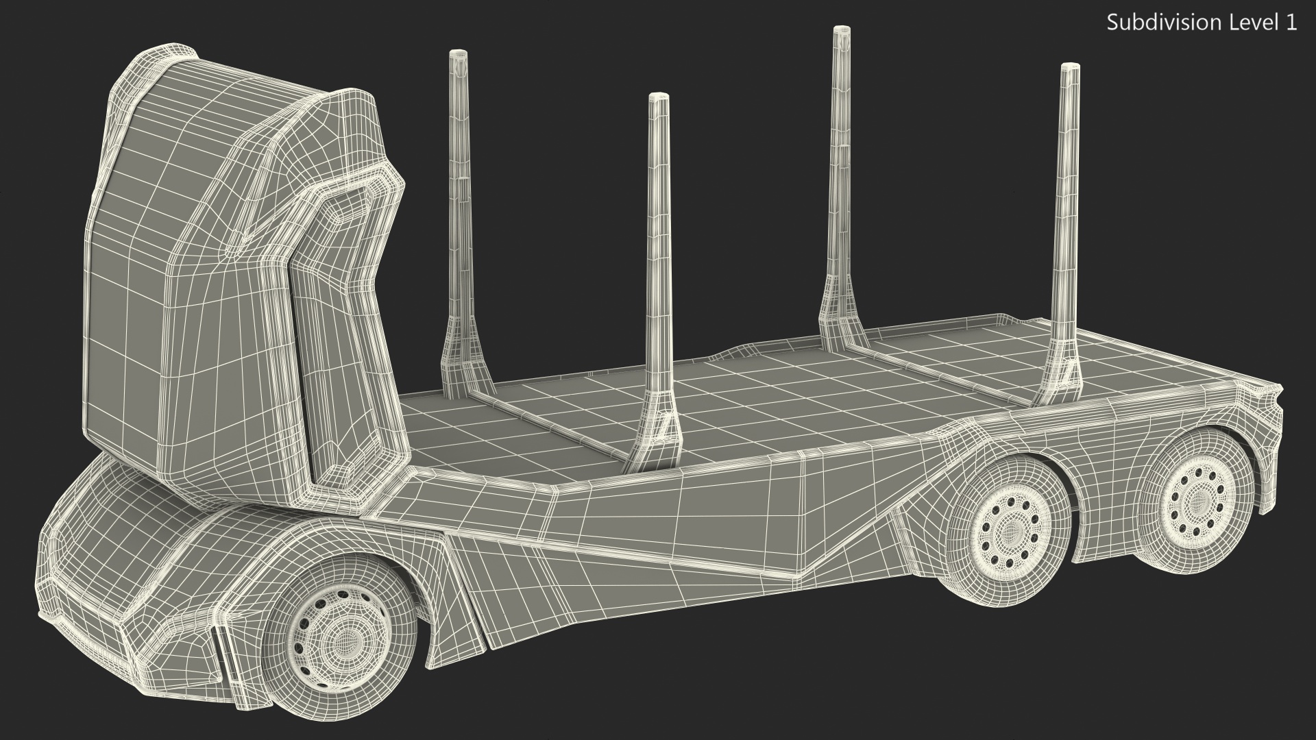3D model Autonomous Electric Logging Truck Rigged