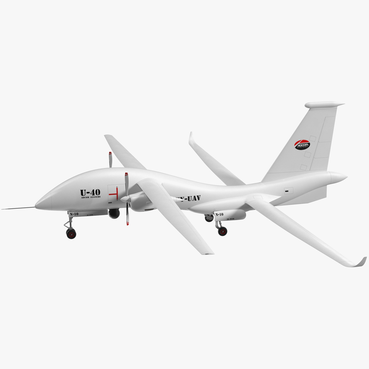 3D Yabhon United 40-UAV White Color Rigged for Cinema 4D model