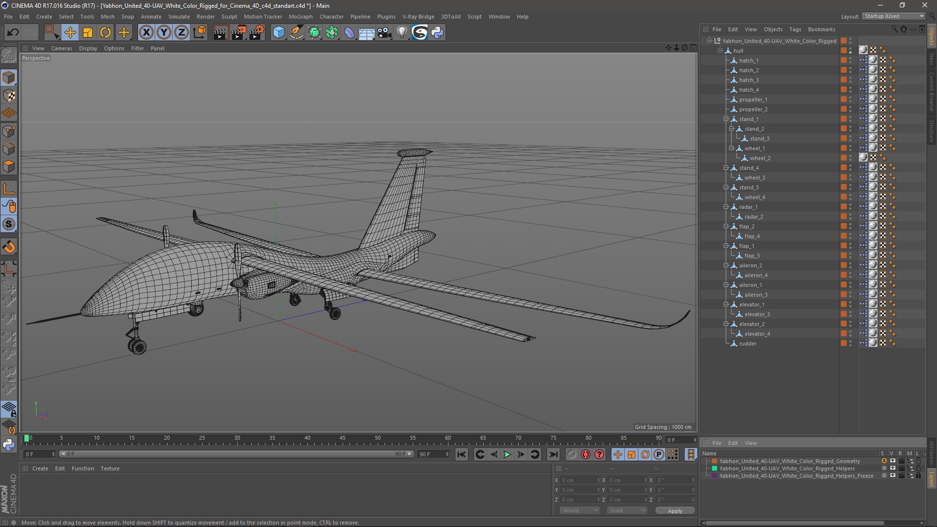 3D Yabhon United 40-UAV White Color Rigged for Cinema 4D model