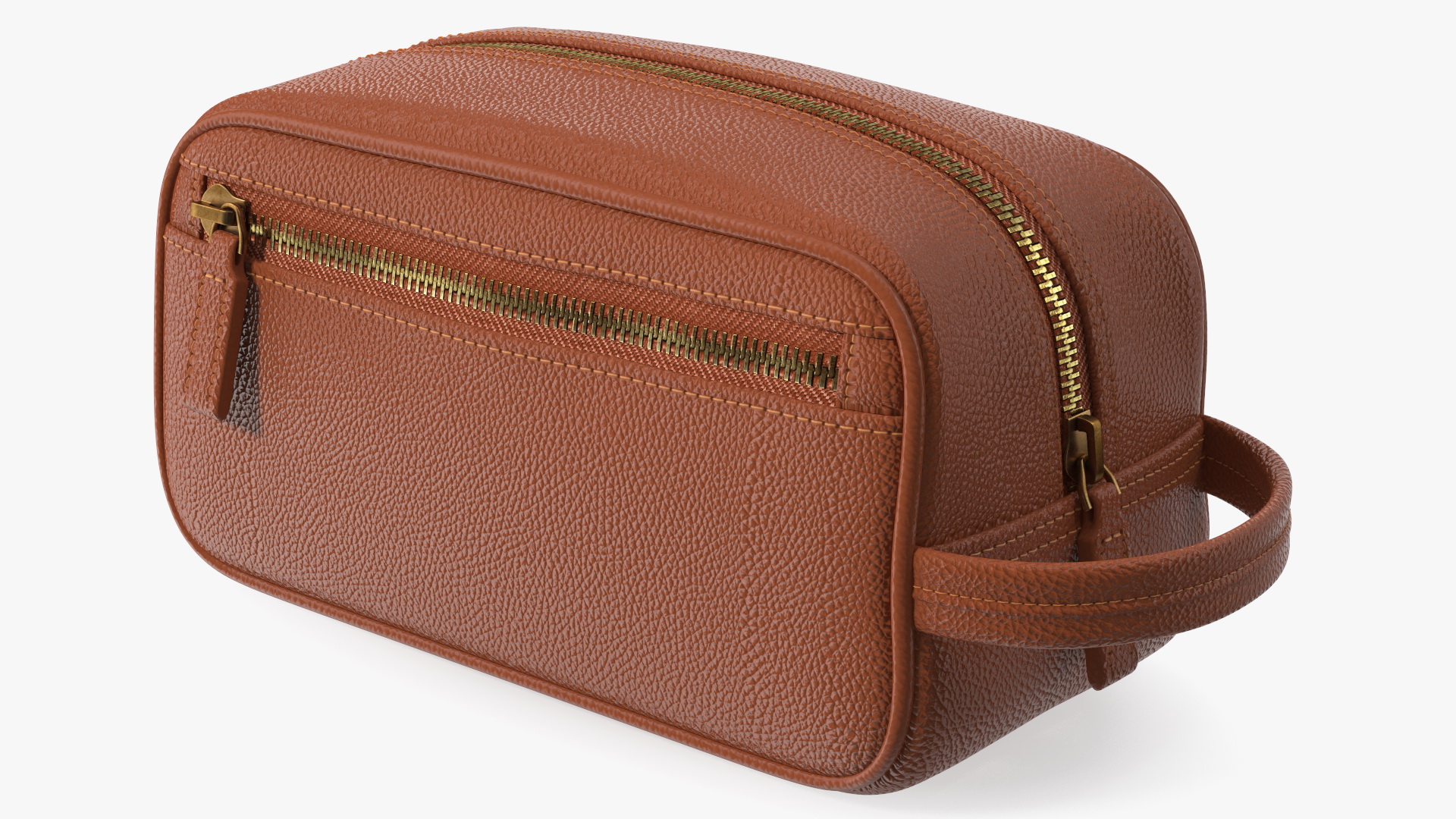 3D Closed Leather Cosmetic Bag Brown model