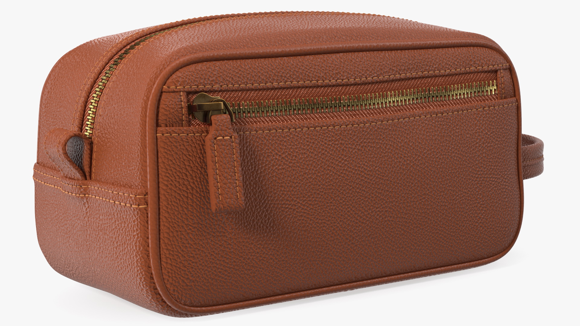 3D Closed Leather Cosmetic Bag Brown model