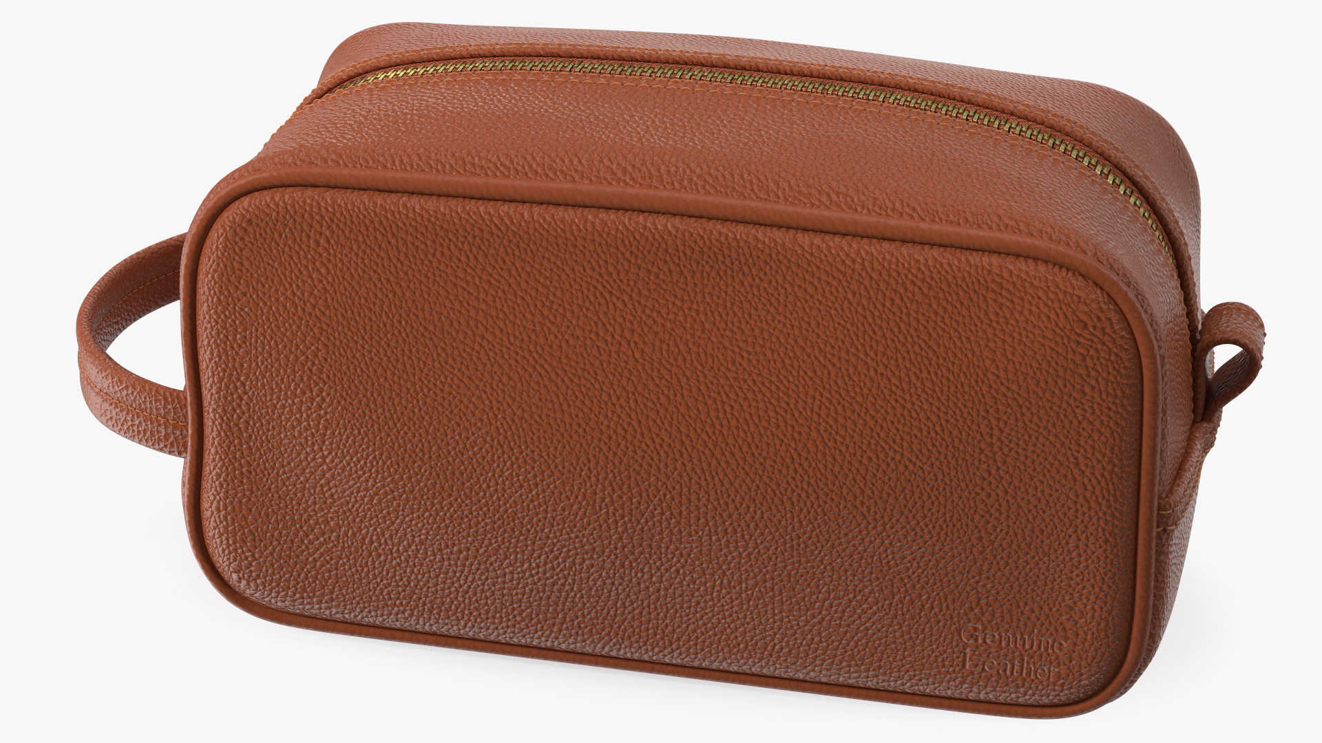 3D Closed Leather Cosmetic Bag Brown model